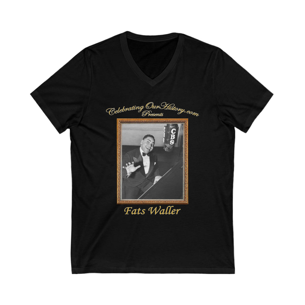Fats Waller - On-Air Sessions 1938 - Front and Back Printed Concert Style V-Neck T-Shirt