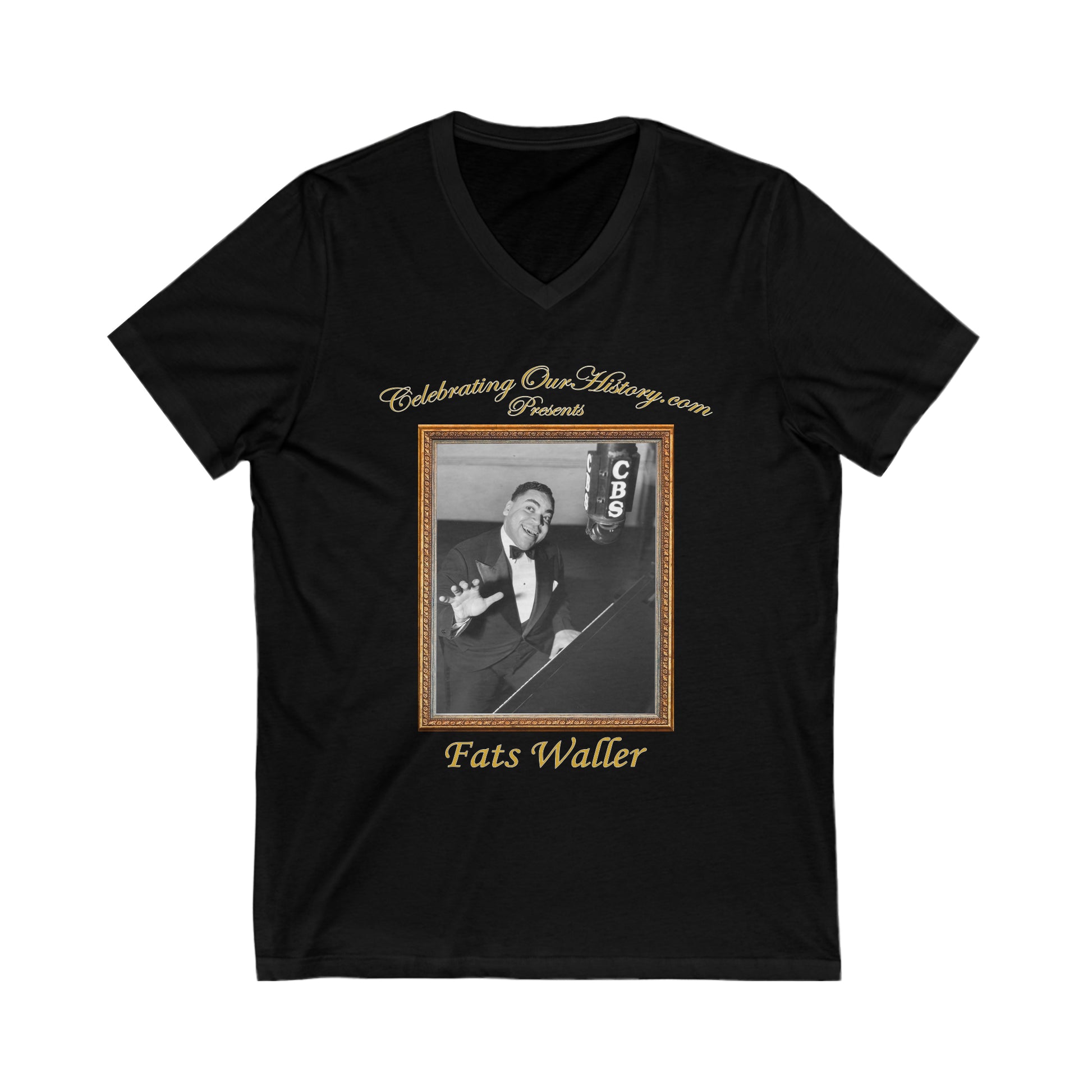 Fats Waller - On-Air Sessions 1938 - Front and Back Printed Concert Style V-Neck T-Shirt