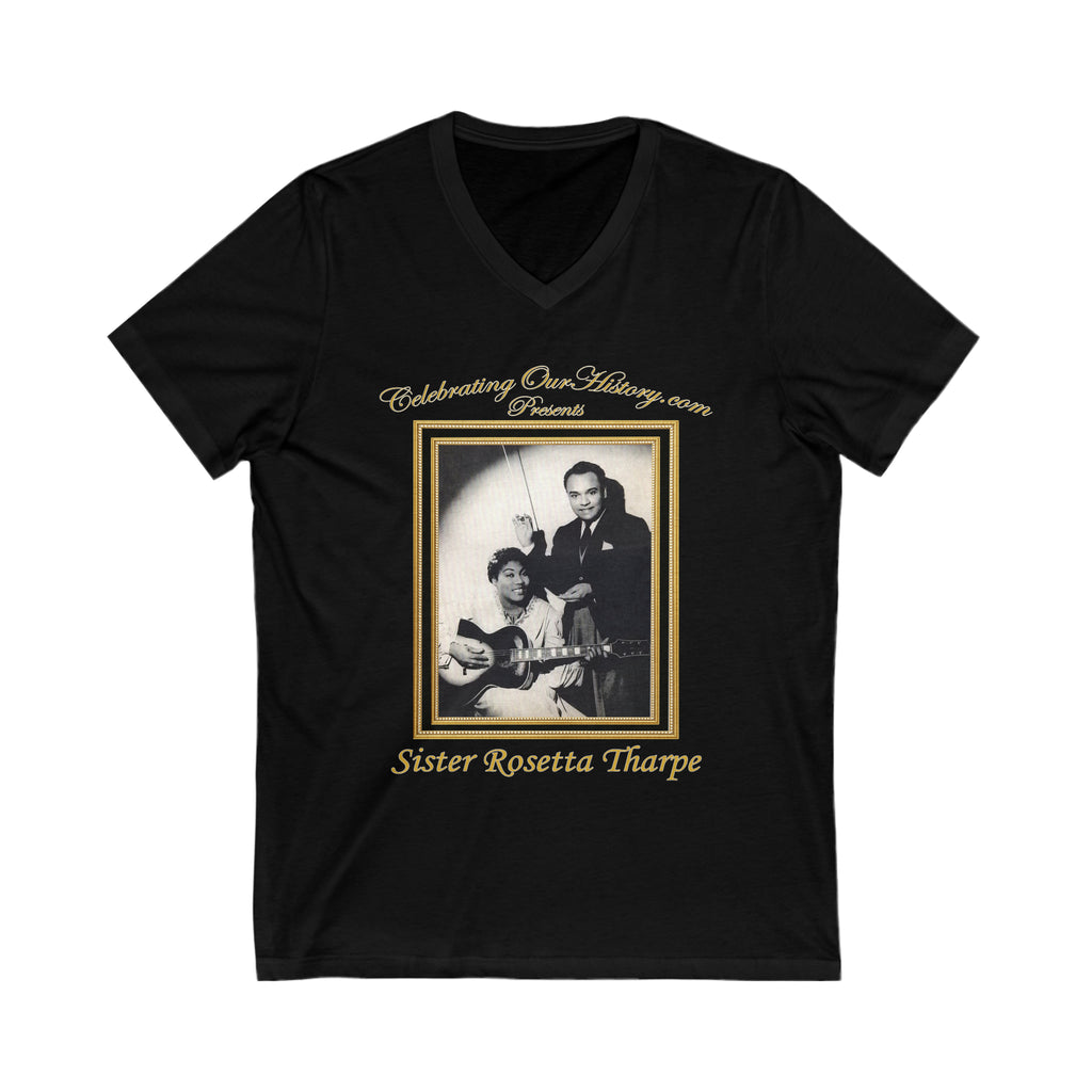 Sister Rosetta Tharpe - Shout Sister Shout - Front and Back Printed Concert Style V-Neck T-Shirt