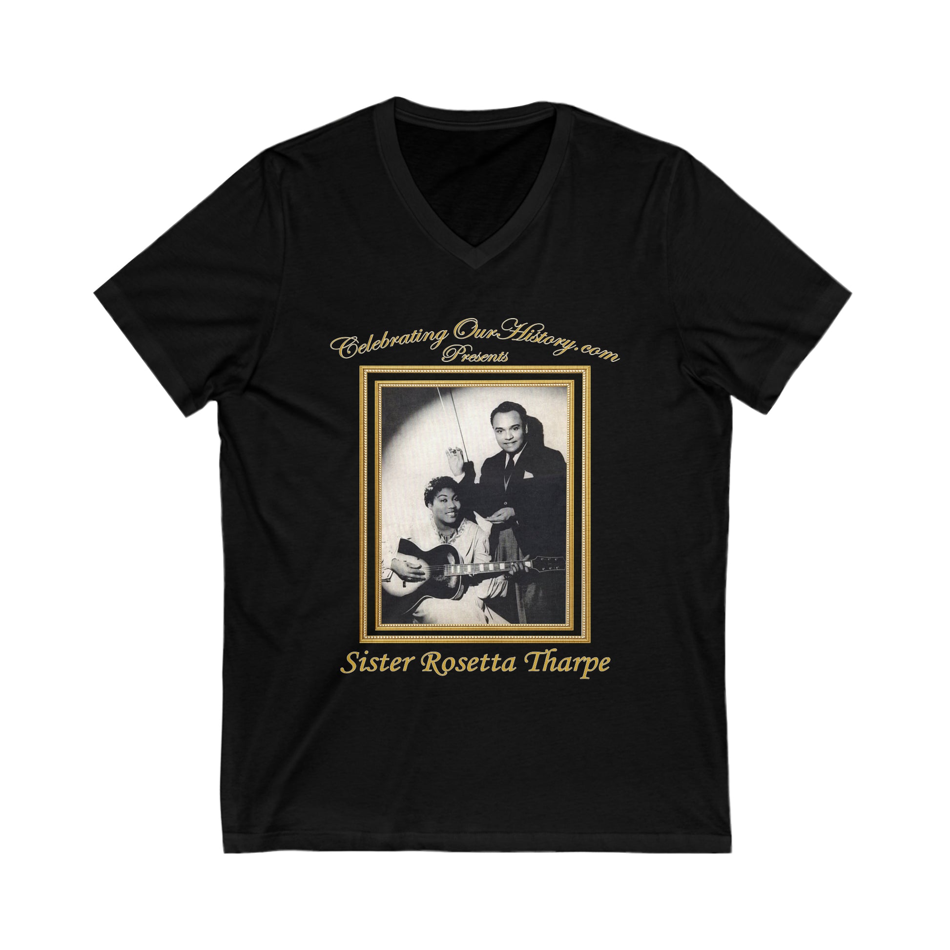 Sister Rosetta Tharpe - Shout Sister Shout - Front and Back Printed Concert Style V-Neck T-Shirt