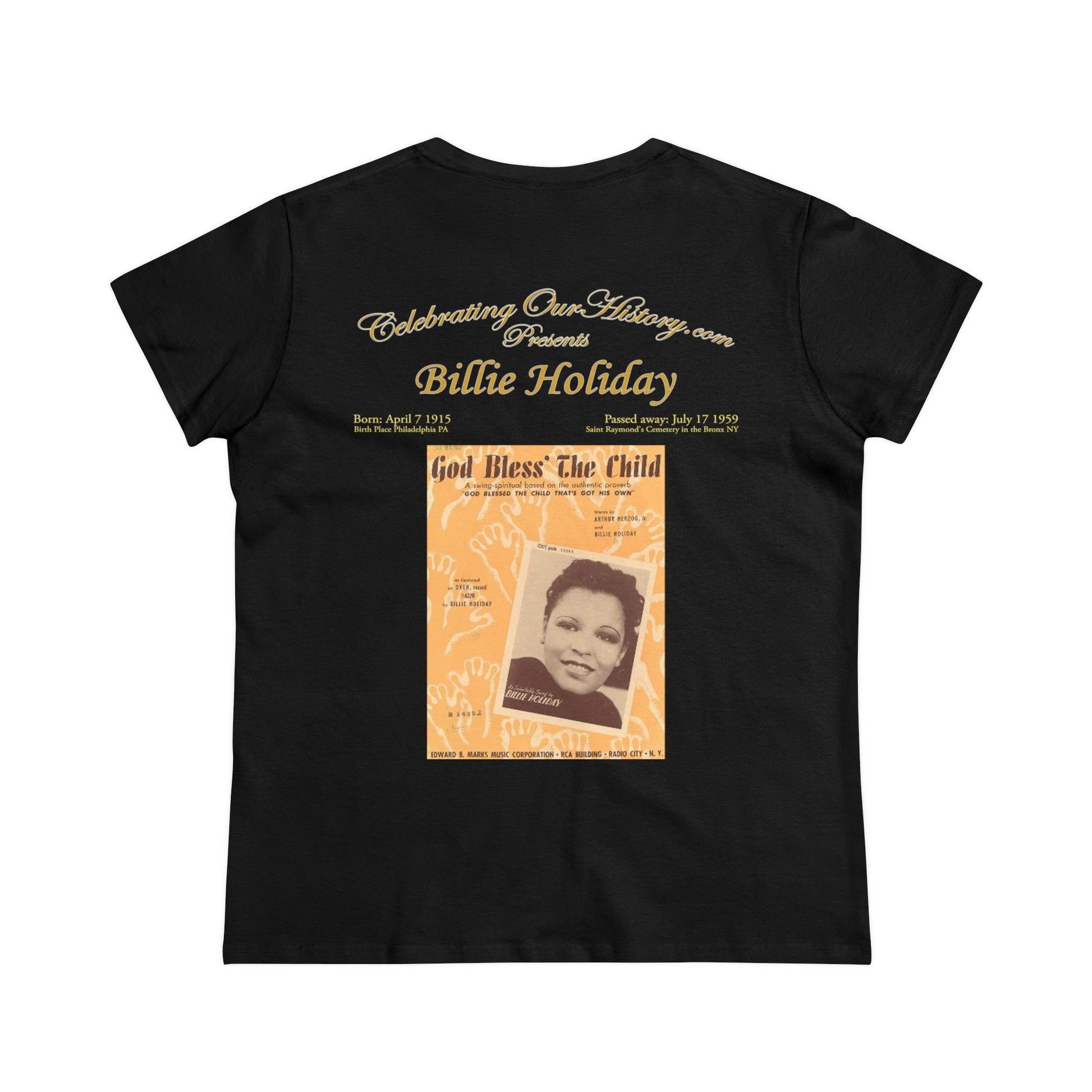 Billie Holiday - God Bless The Child -  Front and Back Printed Concert Style Women's T-Shirt