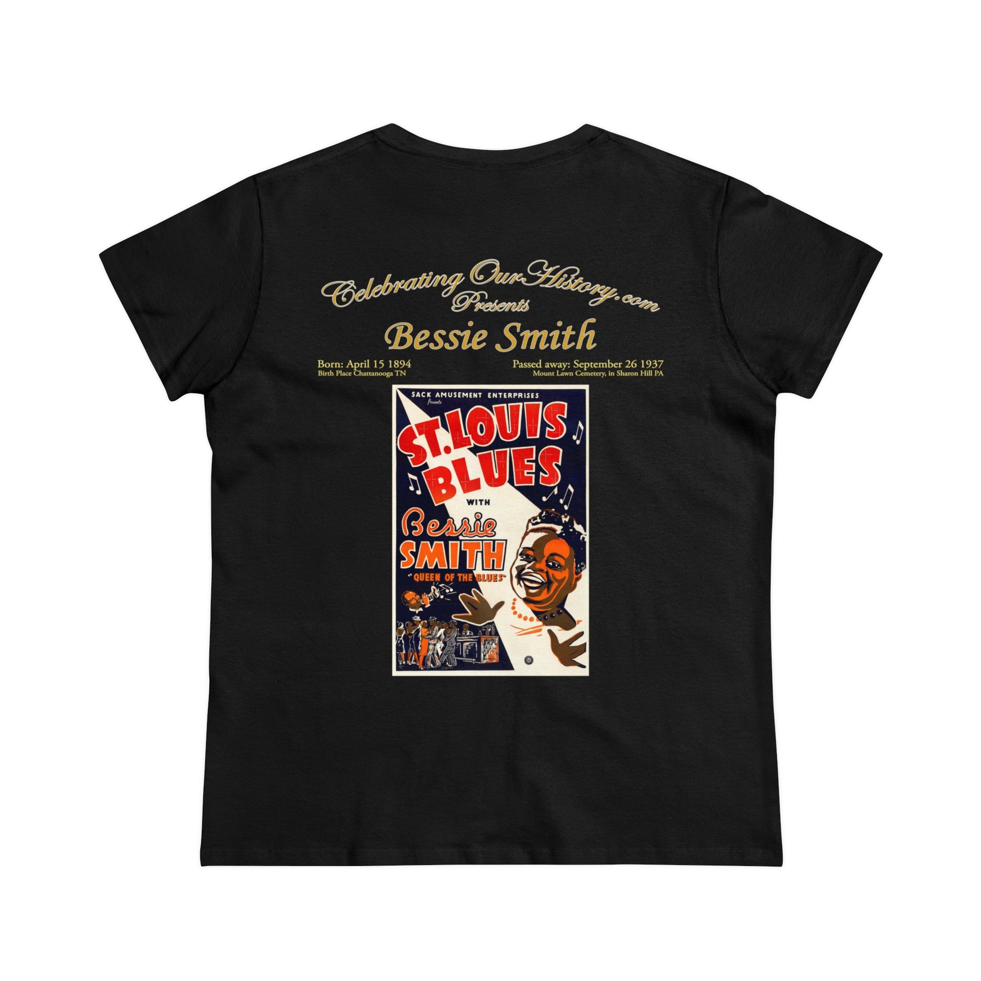 Bessie Smith - St. Louis Blues (1929) -  Front and Back Printed Concert Style Women's T-Shirt
