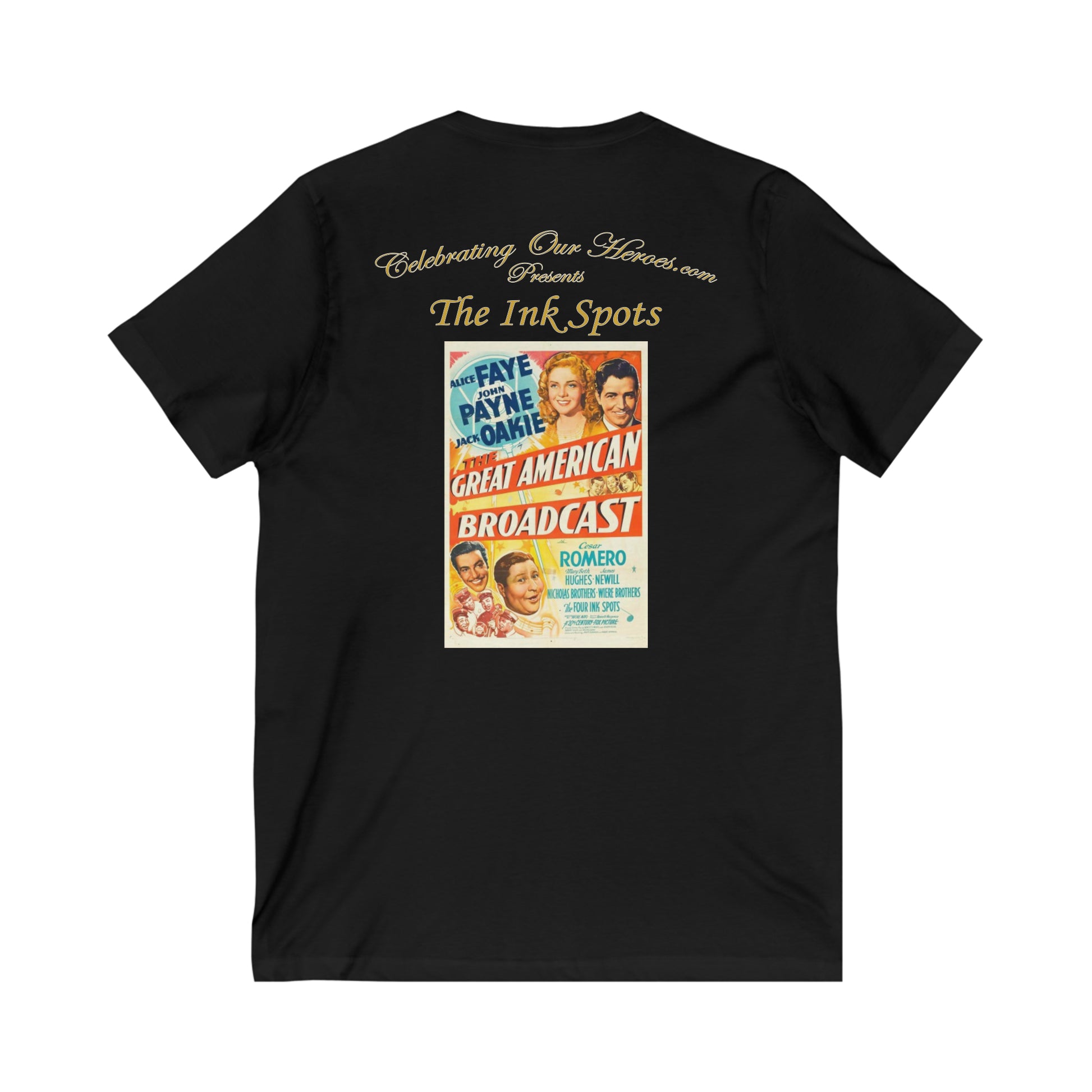 The Ink Spots - The Great American Broadcast (1941) - Front and Back Printed Concert Style V-Neck T-Shirt