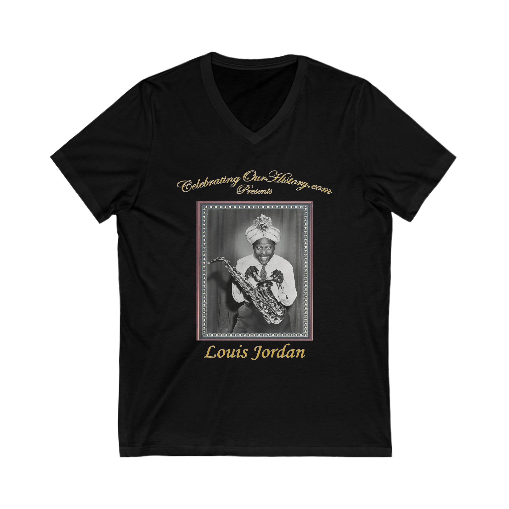 Louis Jordan - Four Movie Posters v2 - Front and Back Printed Concert Style V-Neck T-Shirt