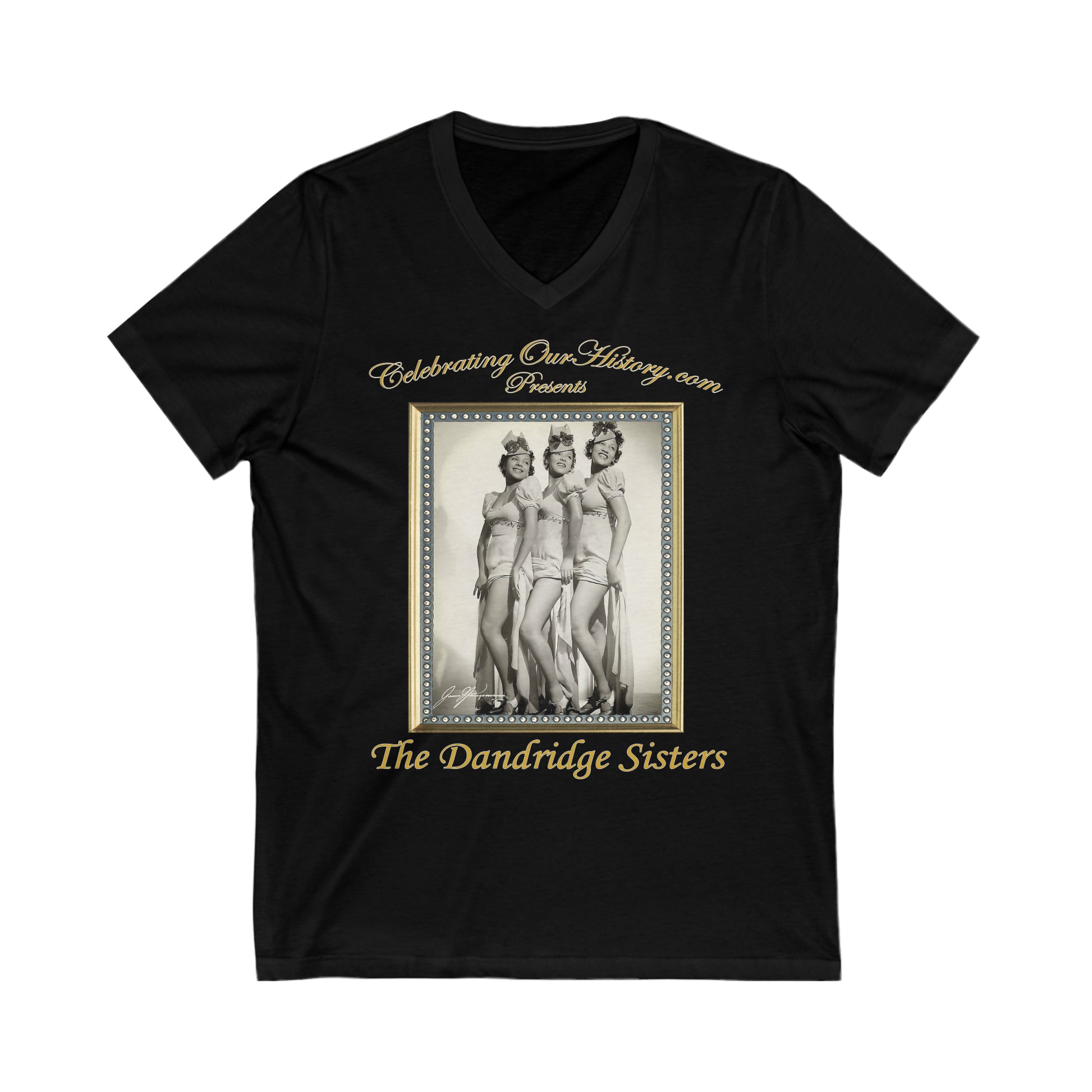 The Dandridge Sisters - Cotton Club Stars - Front and Back Printed Concert Style V-Neck T-Shirt