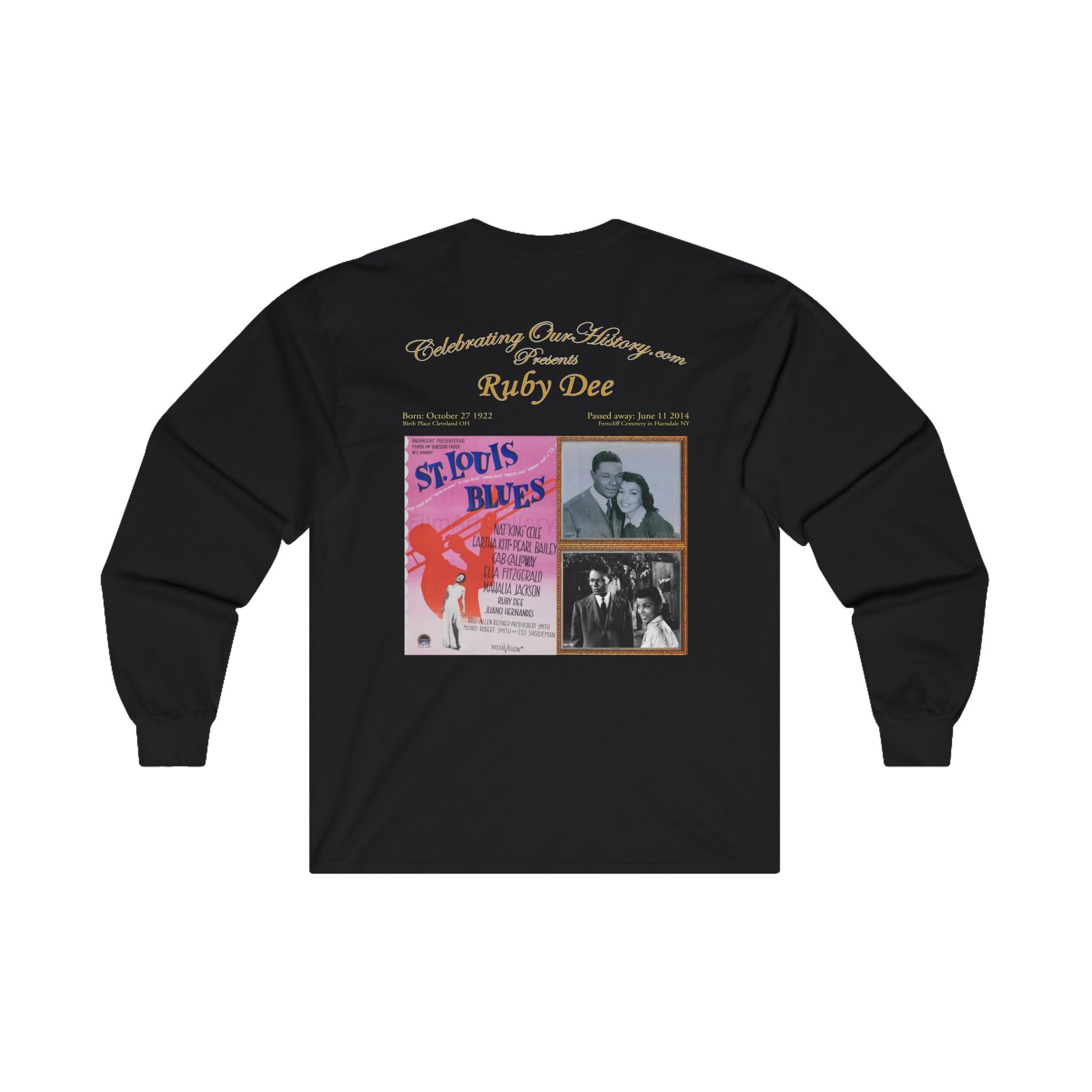 Ruby Dee - St. Louis Blues (1958) - Front and Back Printed Concert Style Long Sleeve T-Shirt