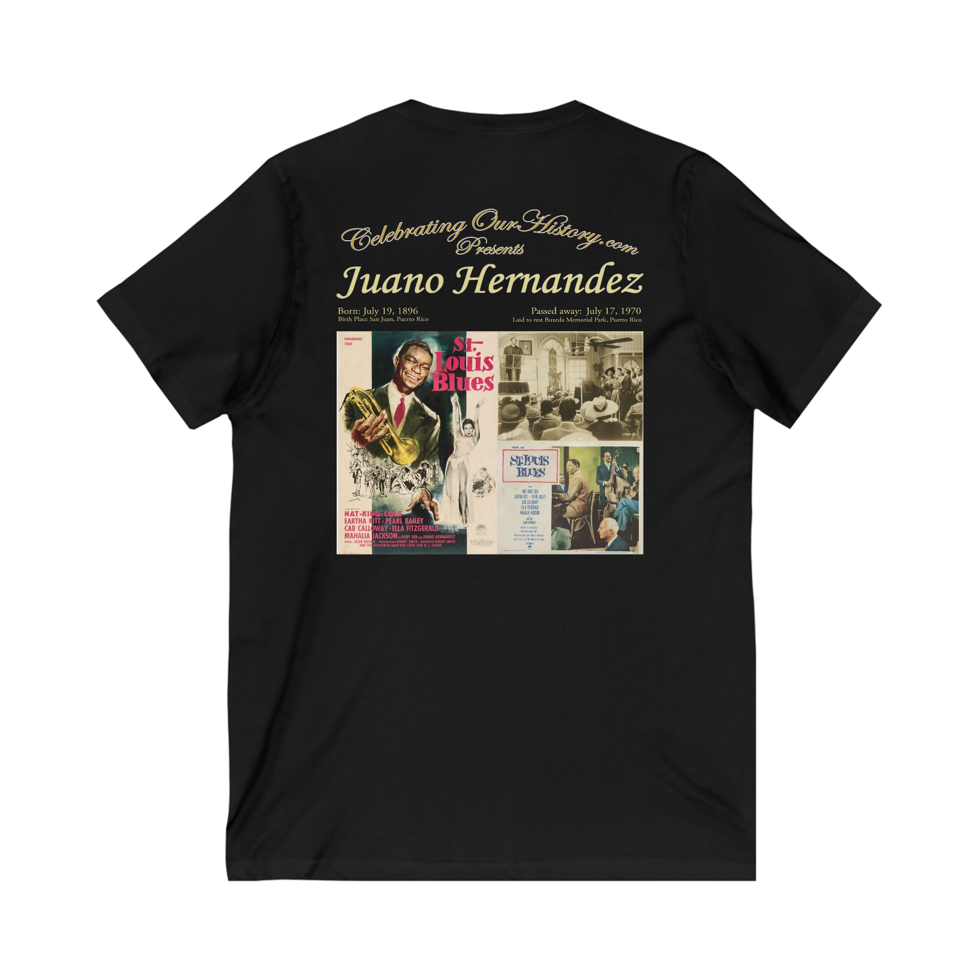 Juano Hernandez - St. Louis Blues (1958) - Front and Back Printed Concert Style V-Neck T-Shirt