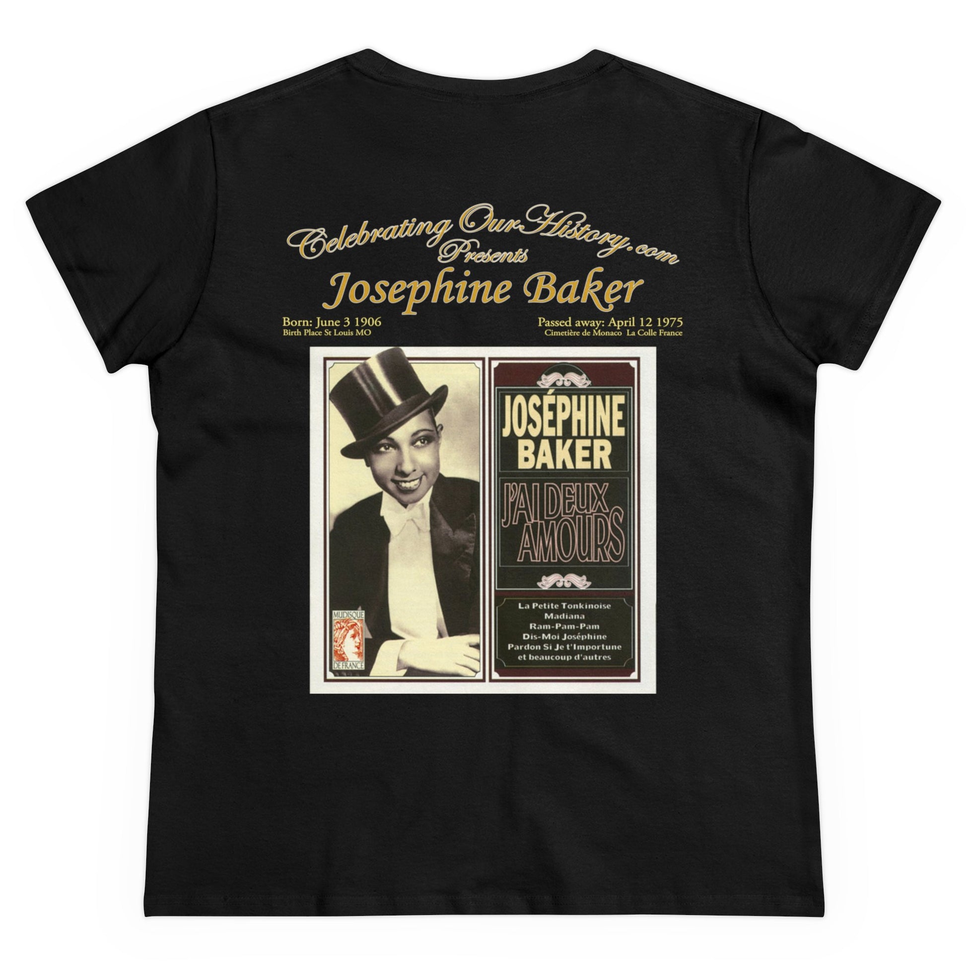 Josephine Baker - J'ai Deux Amours v2 -  Front and Back Printed Concert Style Women's T-Shirt