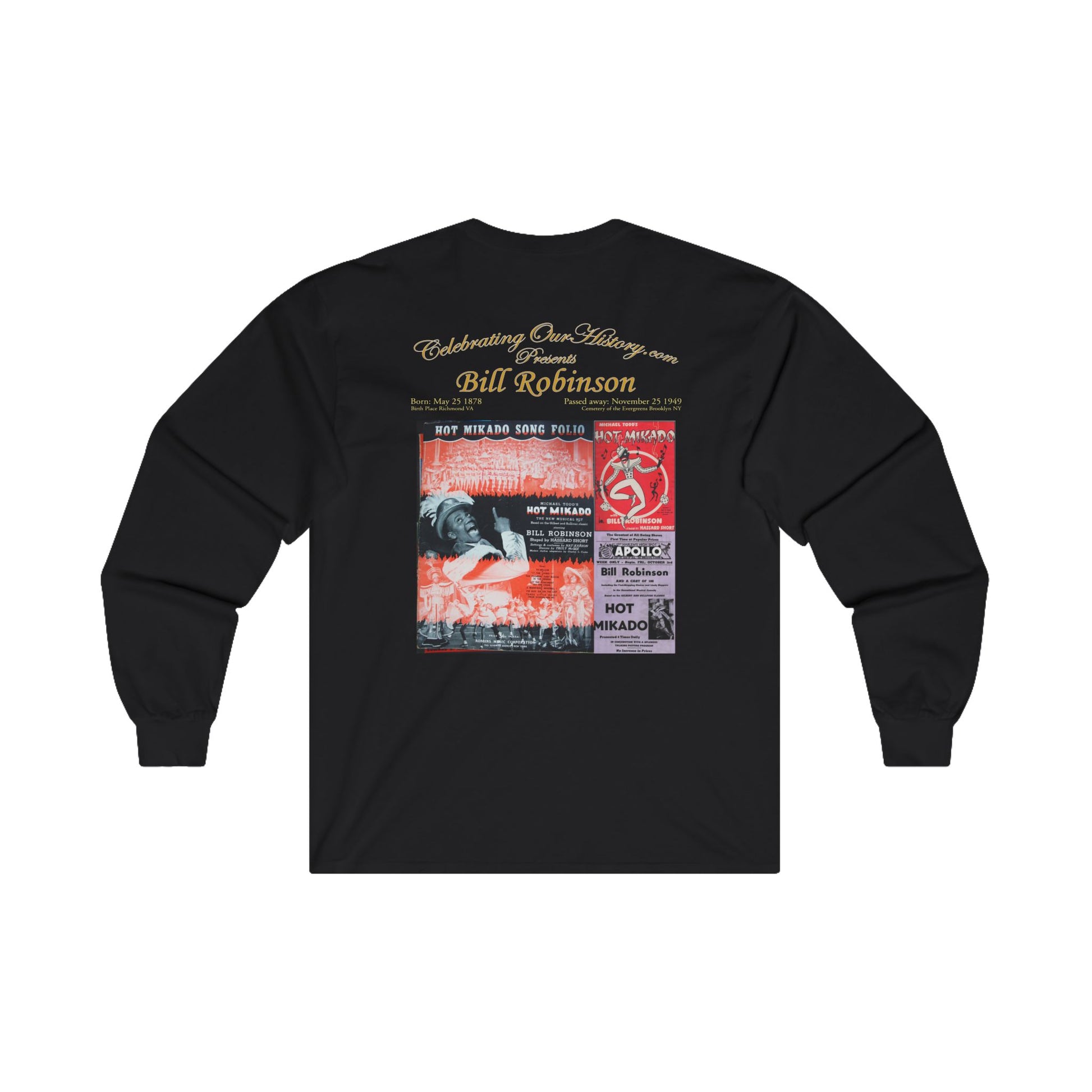 Bill Robinson - The Hot Mikado - Front and Back Printed Concert Style Long Sleeve T-Shirt