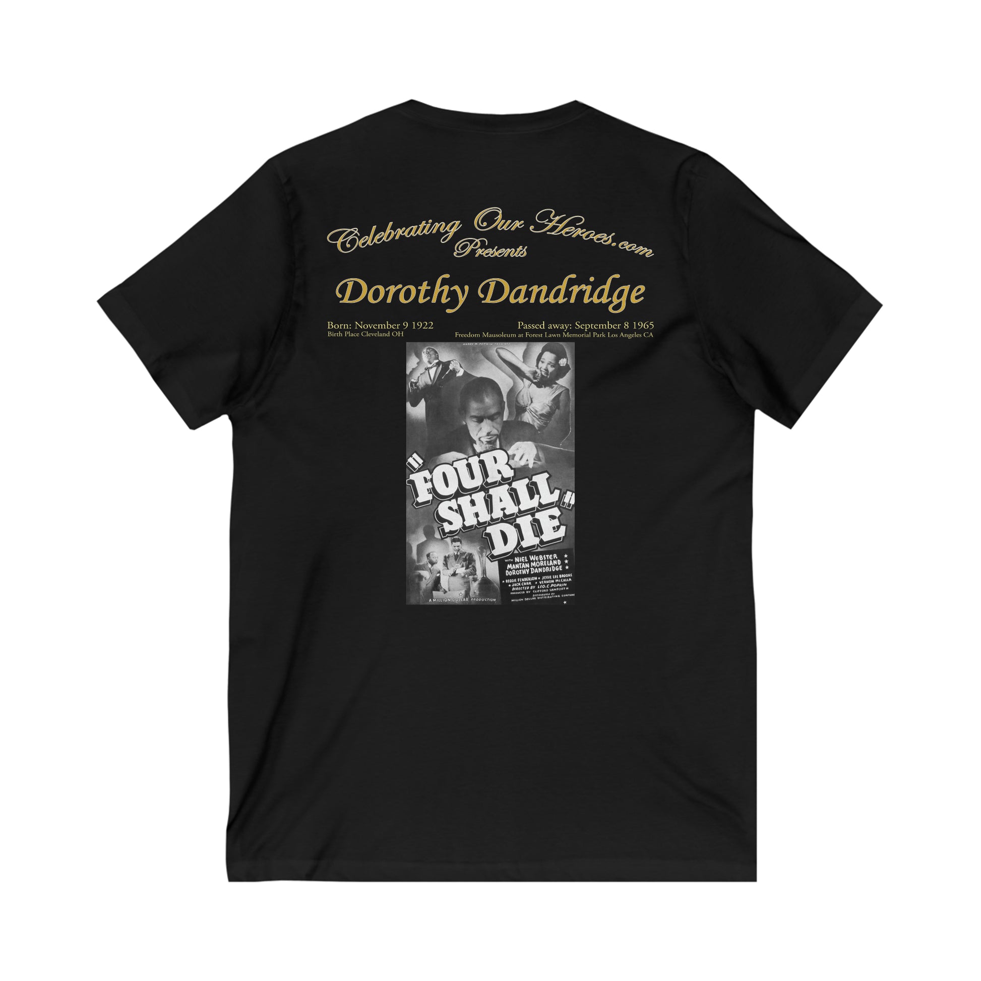 Dorothy Dandridge - Four Shall Die (1940) - Front and Back Printed Concert Style V-Neck T-Shirt