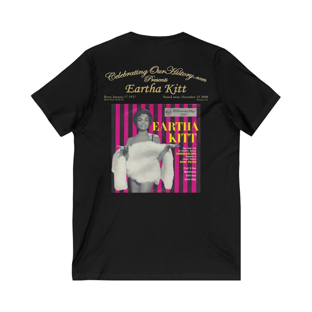 Eartha Kitt - Eartha Kitt Album - Front and Back Printed Concert Style V-Neck T-Shirt
