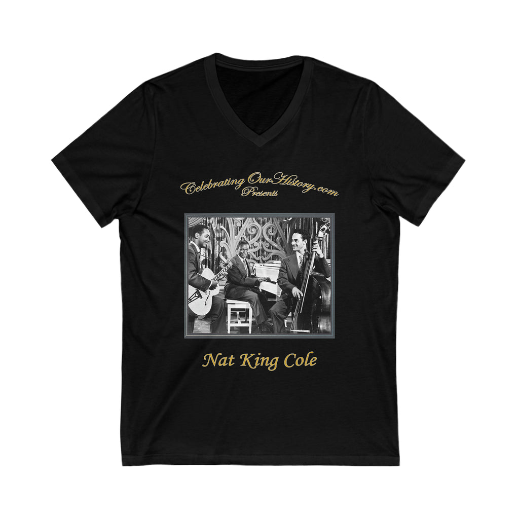 Nat King Cole - The Nat King Cole Trio - Front and Back Printed Concert Style V-Neck T-Shirt