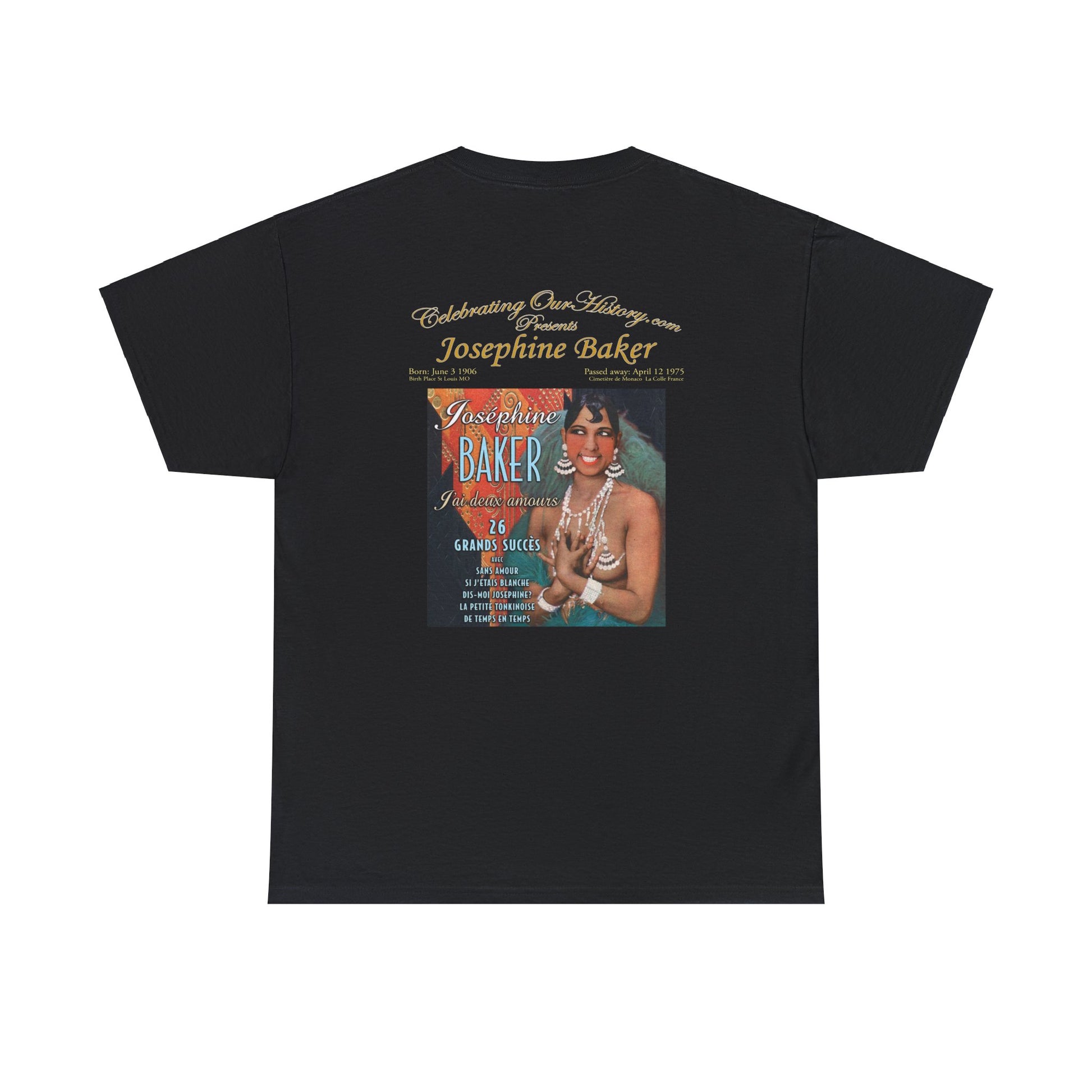 Josephine Baker - J'ai Deux Amours -  Front and Back Printed Concert Style T-Shirt