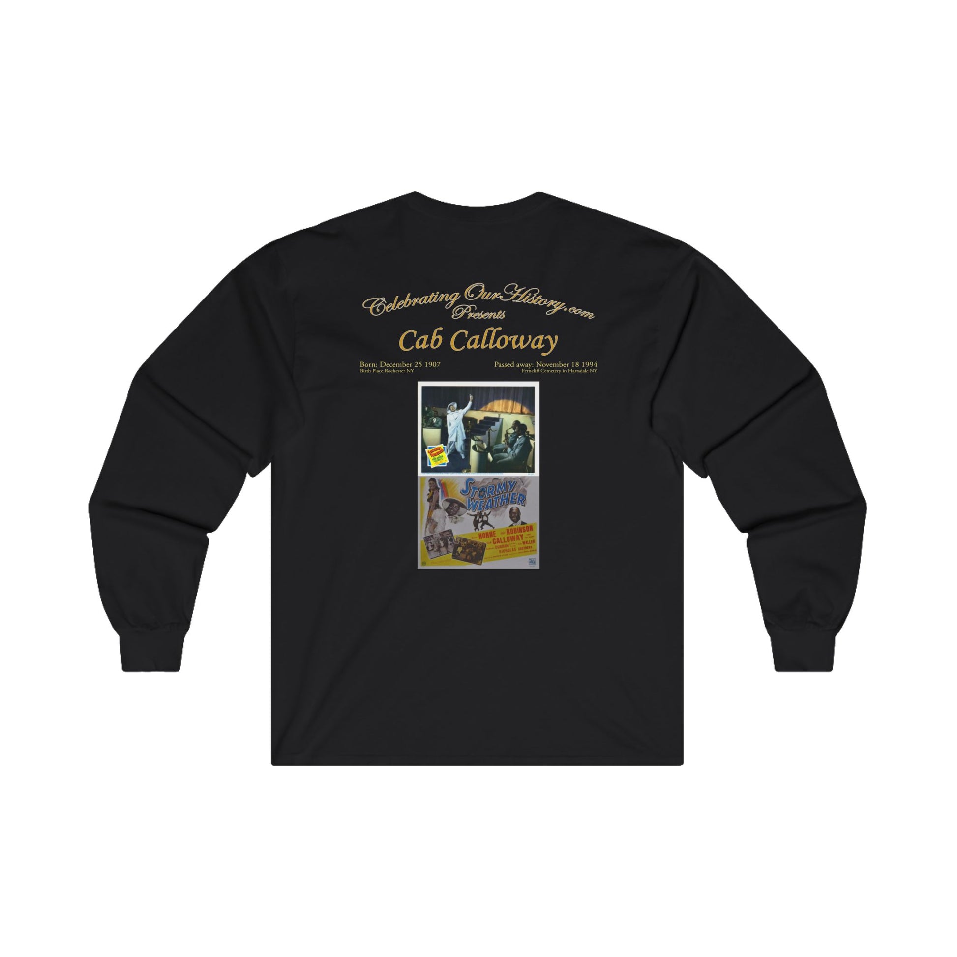 Cab Calloway - Stormy Weather (1943) - Front and Back Printed Concert Style Long Sleeve T-Shirt