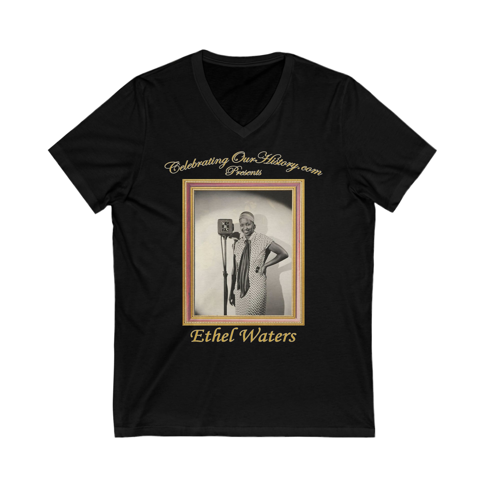 Ethel Waters - Ethel Waters Live - Front and Back Printed Concert Style V-Neck T-Shirt