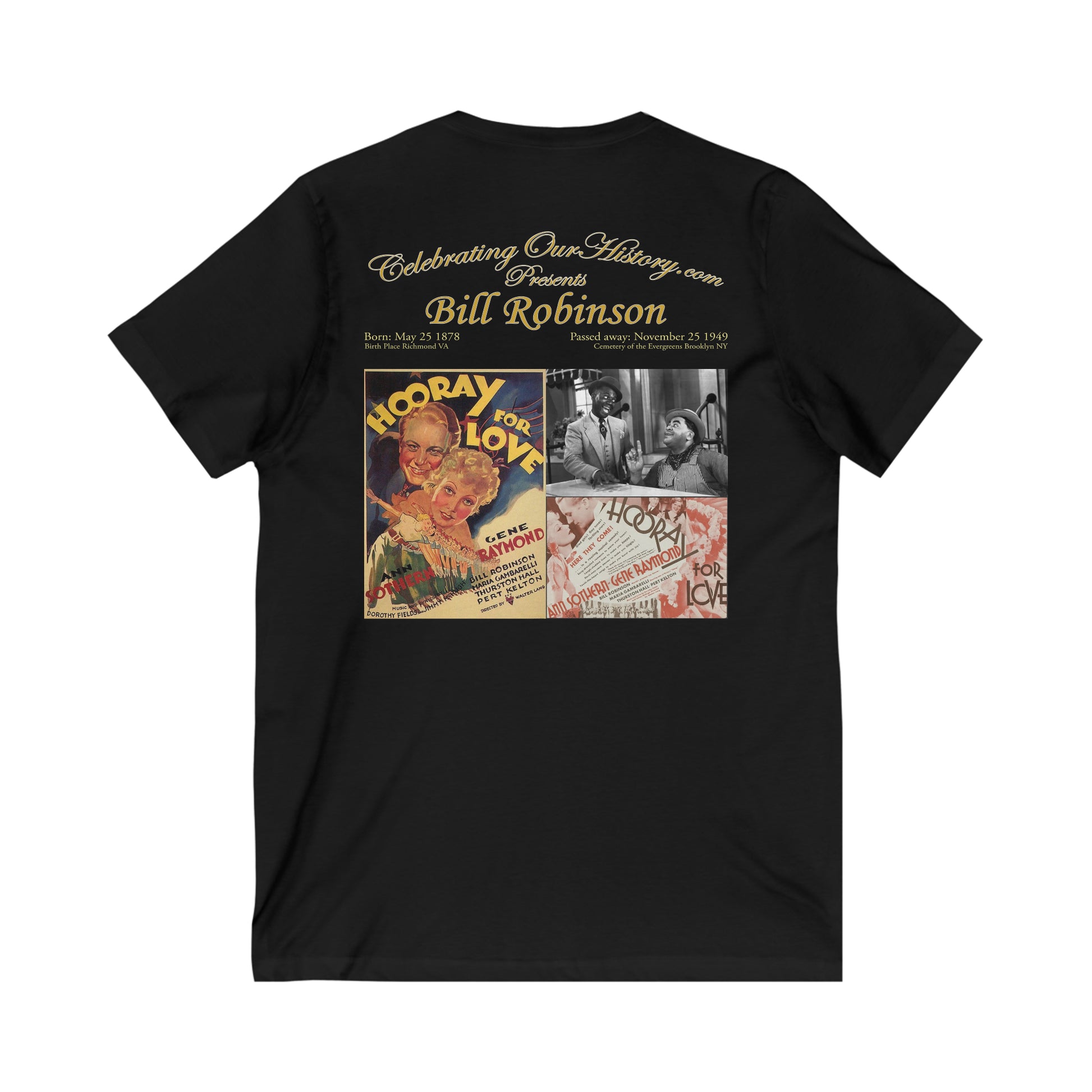 Bill Robinson - Hooray for Love - Front and Back Printed Concert Style V-Neck T-Shirt