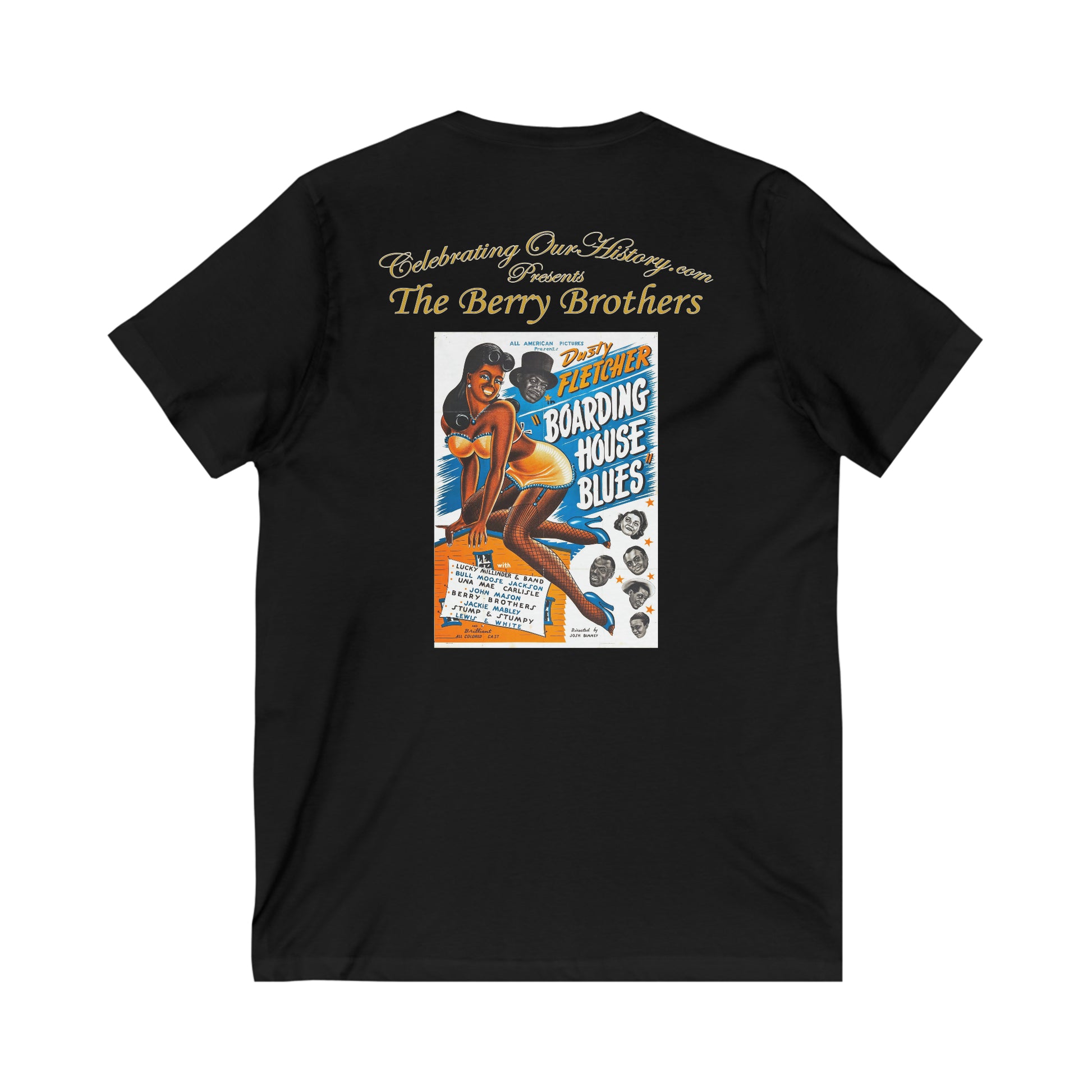 The Berry Brothers - Boarding House Blues (1948) - Front and Back Printed Concert Style V-Neck T-Shirt