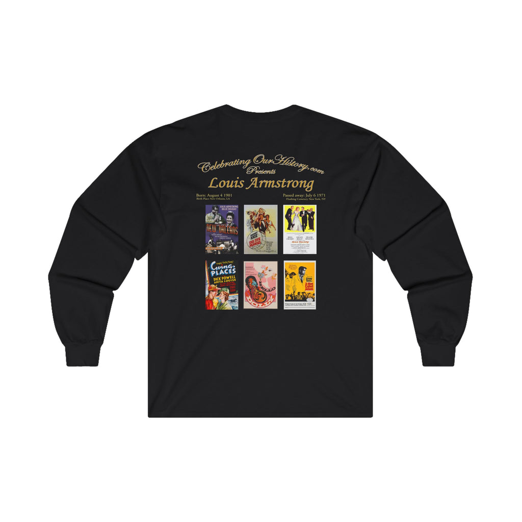 Louis Armstrong - Six Movie Posters - Front and Back Printed Concert Style Long Sleeve T-Shirt