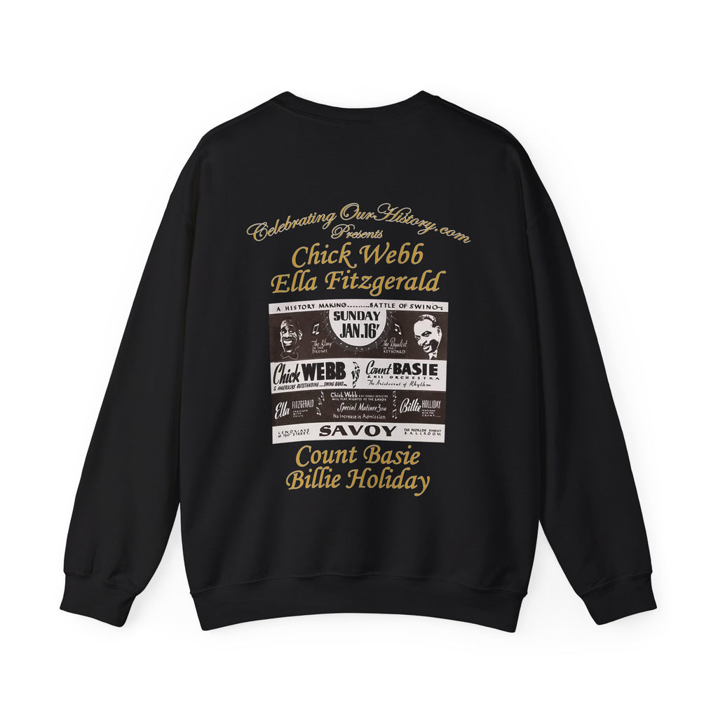 Chick Webb & Ella Fitzgerald vs Count Basie & Billie Holiday - Battle of Swing -  Front and Back Printed Concert Style Sweatshirt