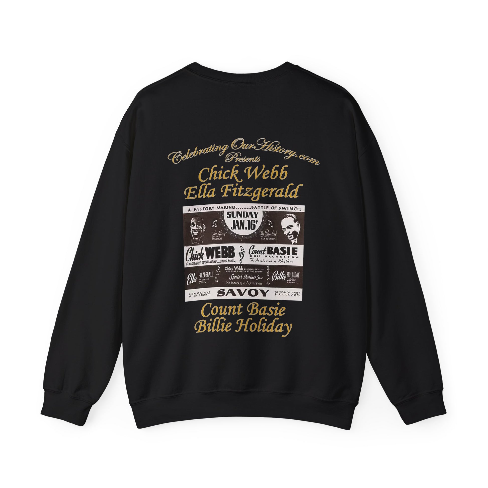 Chick Webb & Ella Fitzgerald vs Count Basie & Billie Holiday - Battle of Swing -  Front and Back Printed Concert Style Sweatshirt