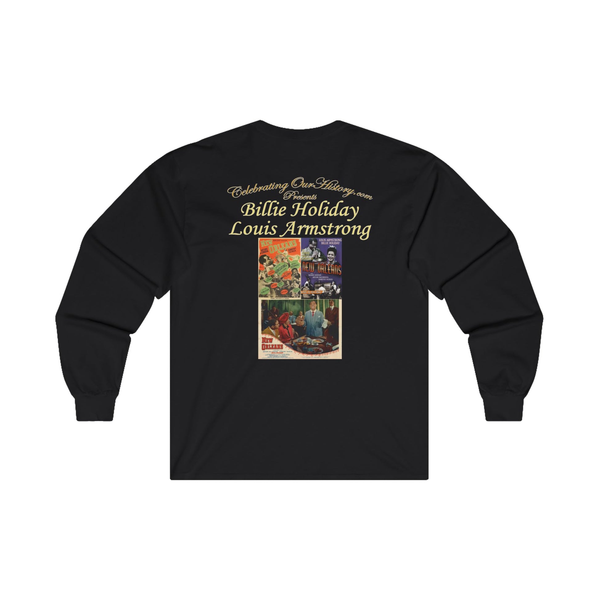 Billie Holiday and Louis Armstrong - New Orleans (1947) - Front and Back Printed Concert Style Long Sleeve T-Shirt