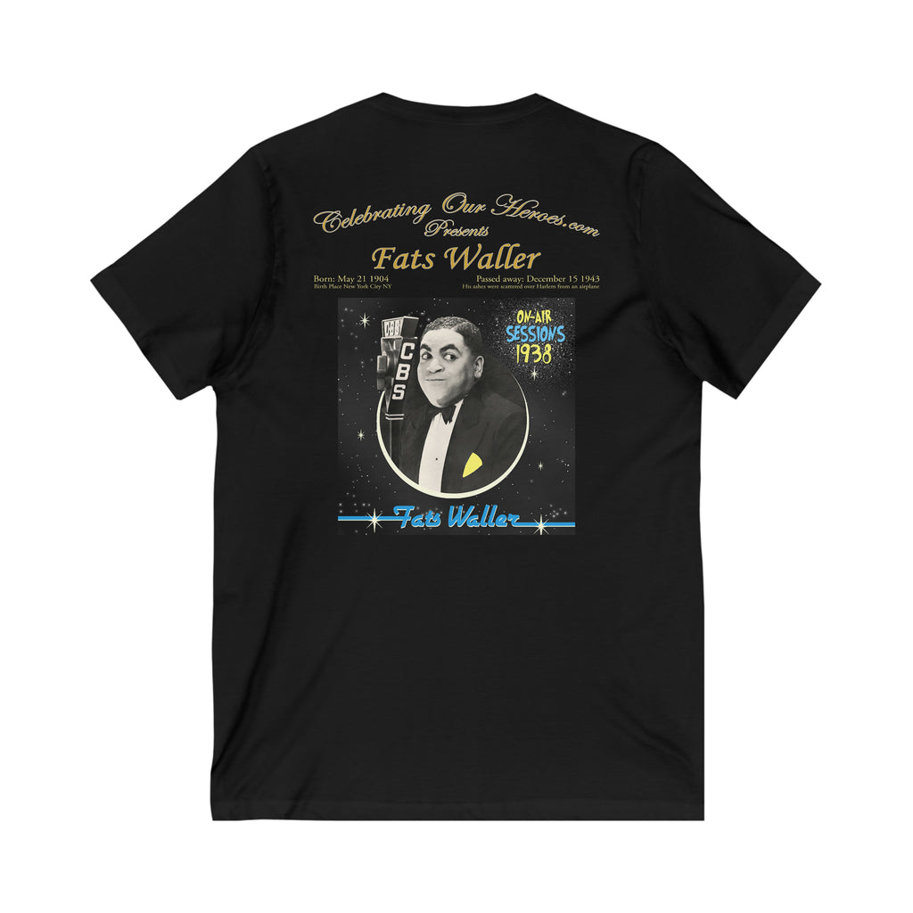 Fats Waller - On-Air Sessions 1938 - Front and Back Printed Concert Style V-Neck T-Shirt