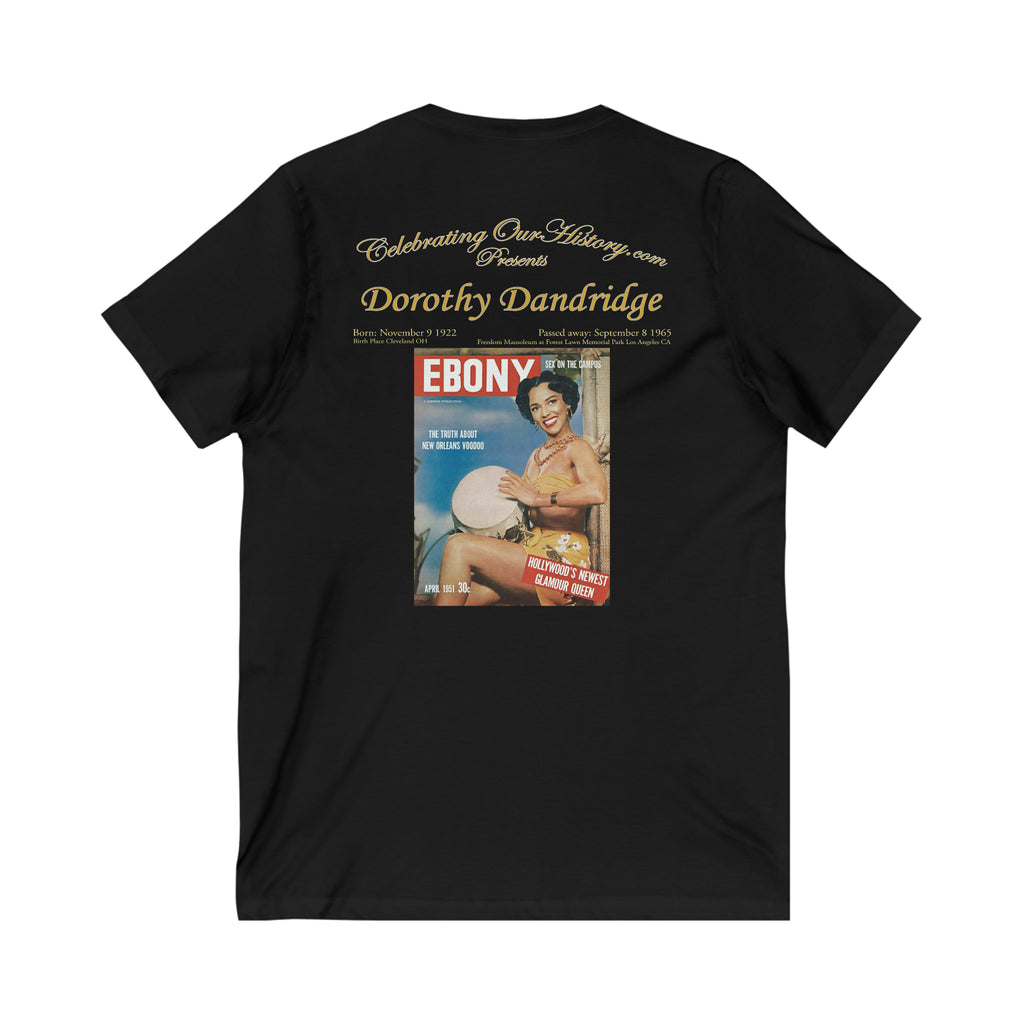 Dorothy Dandridge - Ebony Cover - Front and Back Printed Concert Style V-Neck T-Shirt