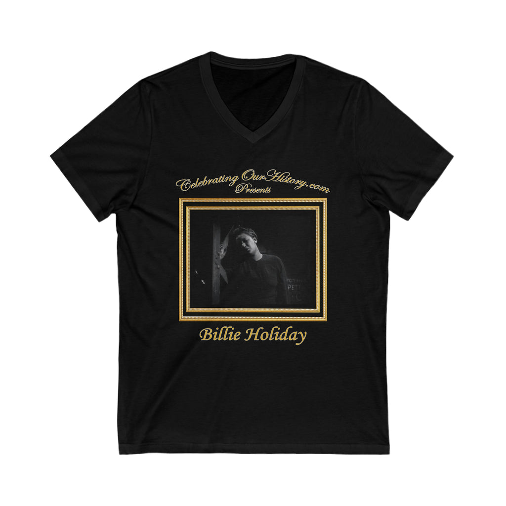 Billie Holiday - Symphony in Black (1935) - Front and Back Printed Concert Style V-Neck T-Shirt