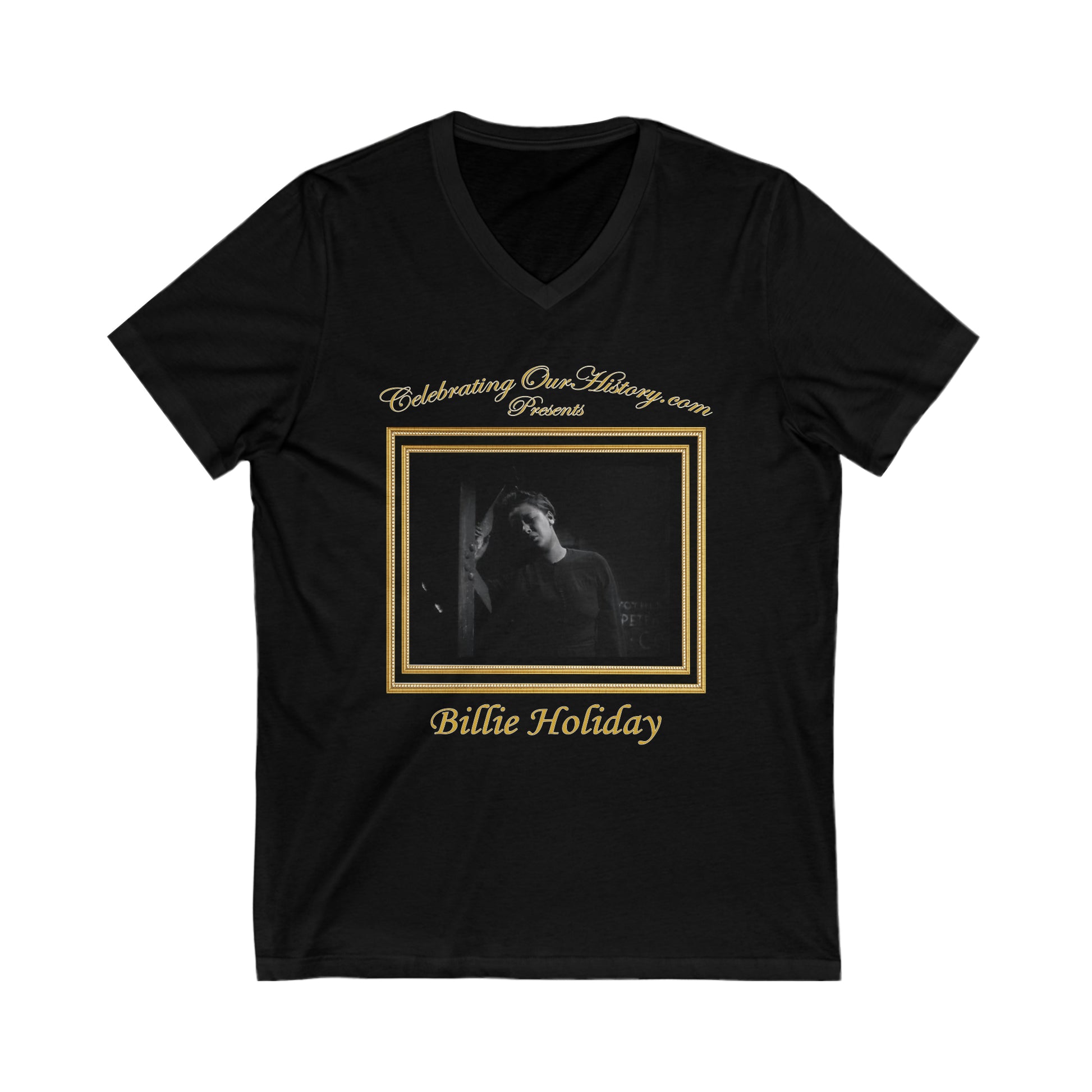Billie Holiday - Symphony in Black (1935) - Front and Back Printed Concert Style V-Neck T-Shirt