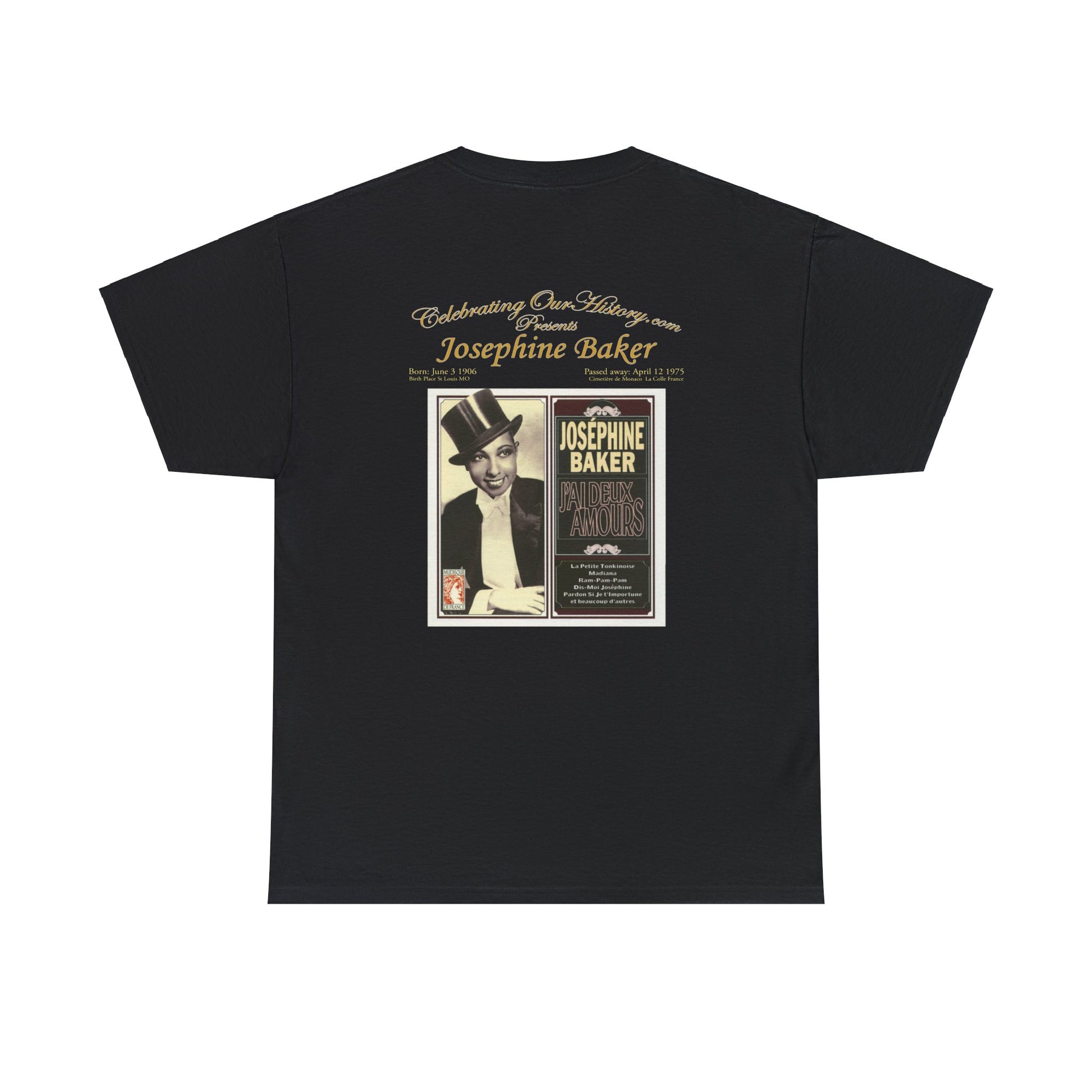 Josephine Baker - J'ai Deux Amours v2 -  Front and Back Printed Concert Style T-Shirt