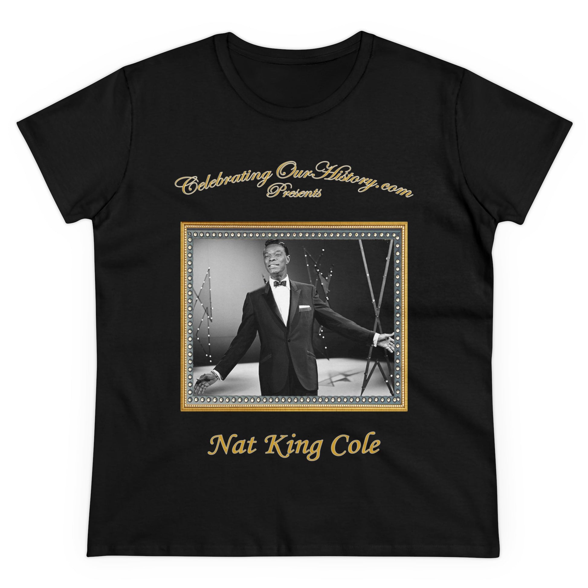 Nat King Cole - The Nat King Cole Musical Story (1955) -  Front and Back Printed Concert Style Women's T-Shirt