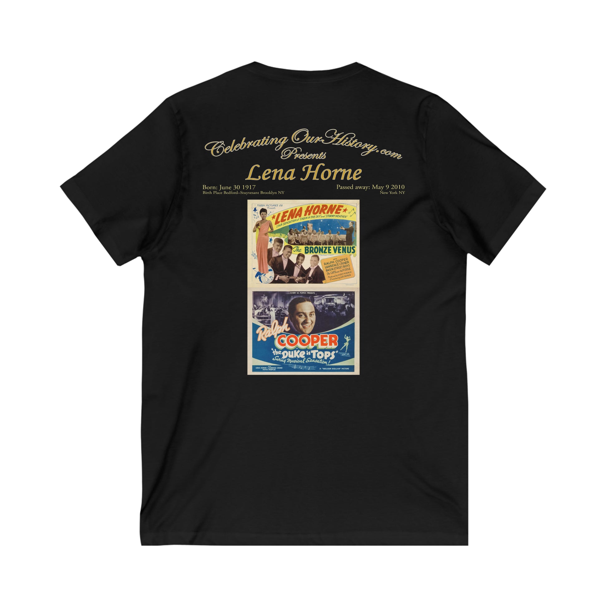 Lena Horne - The Duke Is Tops (1938) - Front and Back Printed Concert Style V-Neck T-Shirt