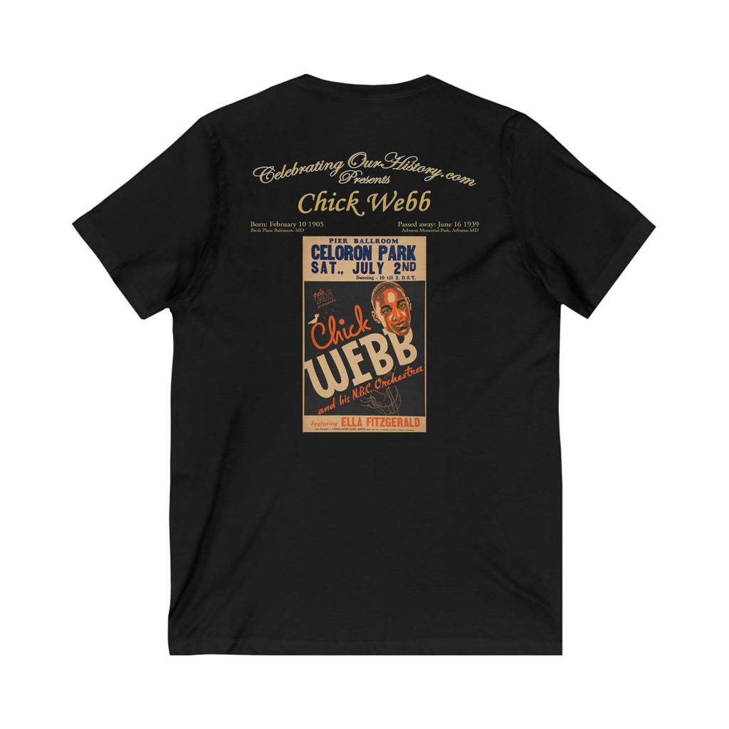 Chick Webb - Celoron Park - Front and Back Printed Concert Style V-Neck T-Shirt