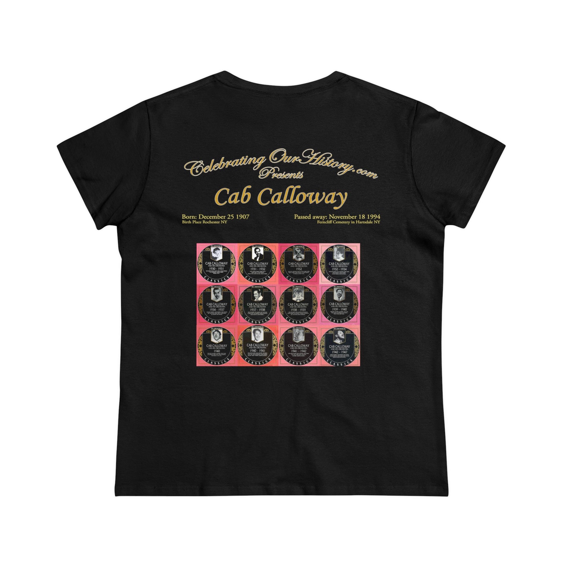 Cab Calloway - Twelve Albums -  Front and Back Printed Concert Style Women's T-Shirt