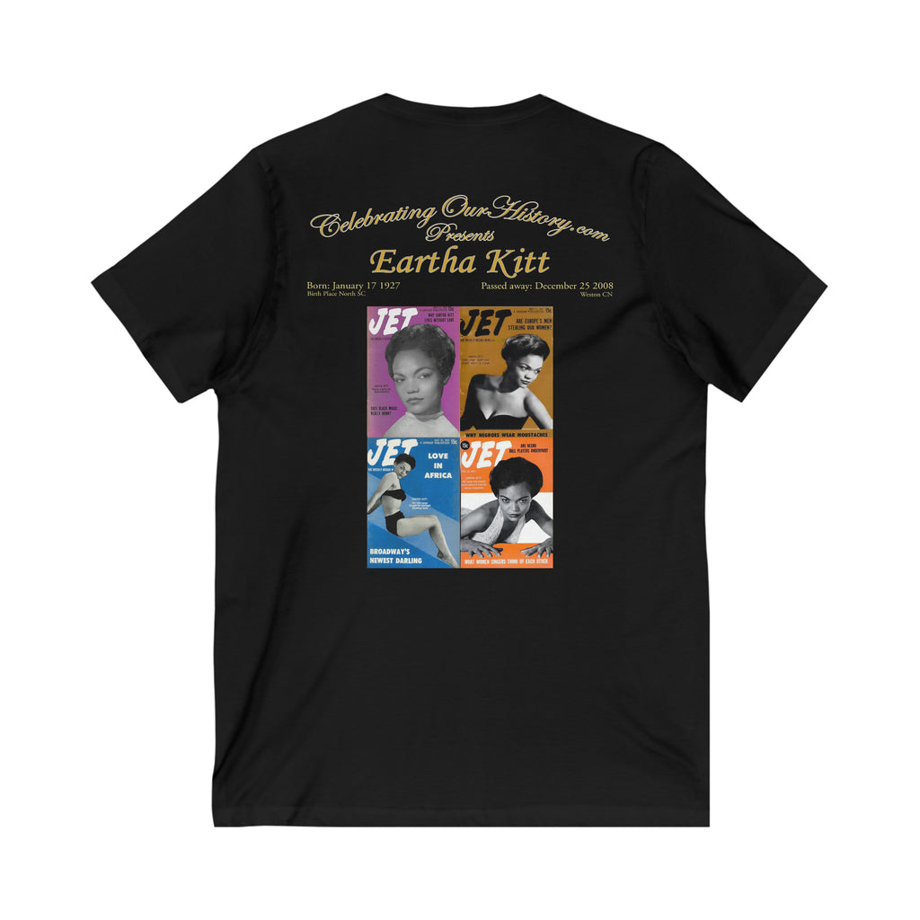 Eartha Kitt - Four Magazines - Front and Back Printed Concert Style V-Neck T-Shirt