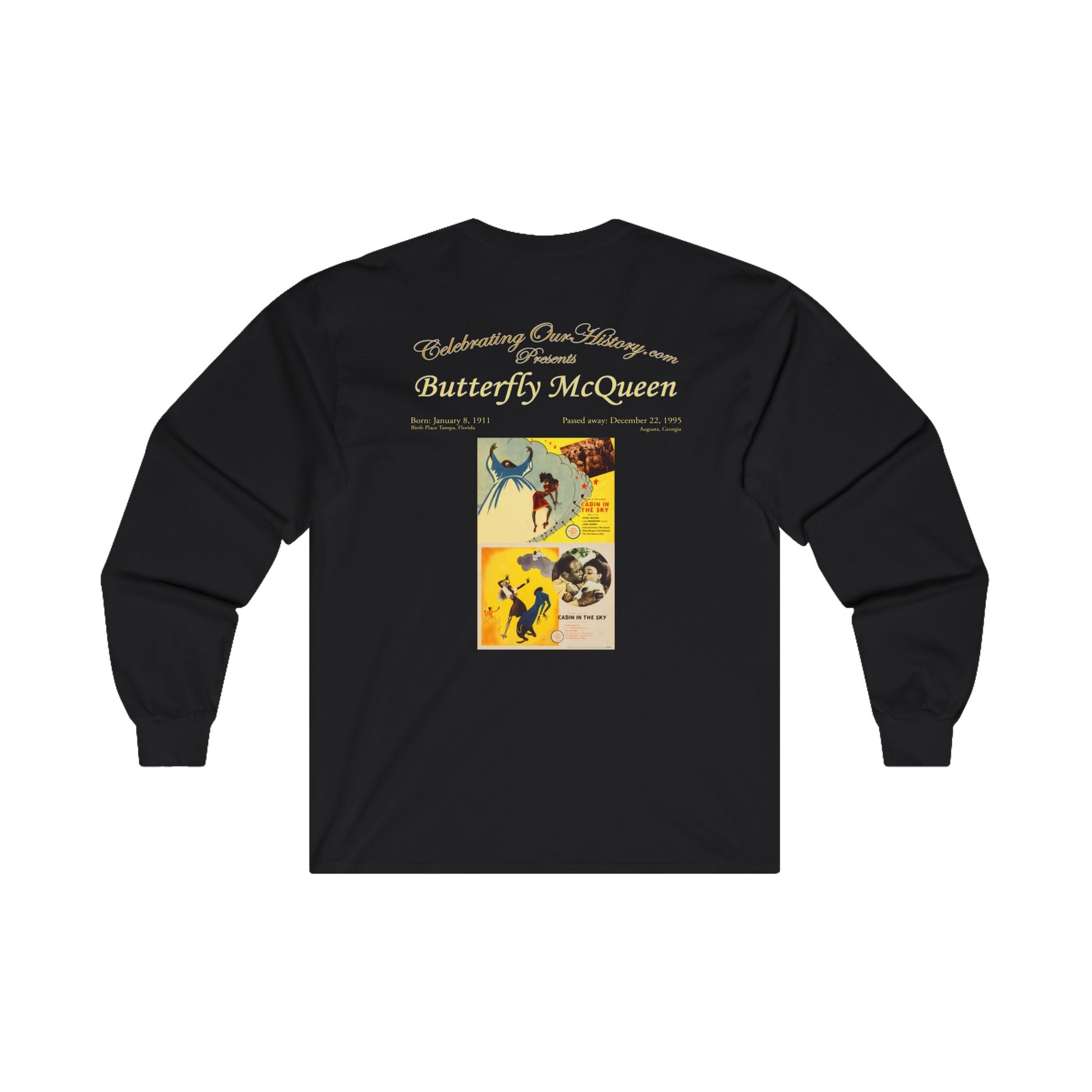 Butterfly McQueen - Cabin in the Sky (1943) - Front and Back Printed Concert Style Long Sleeve T-Shirt