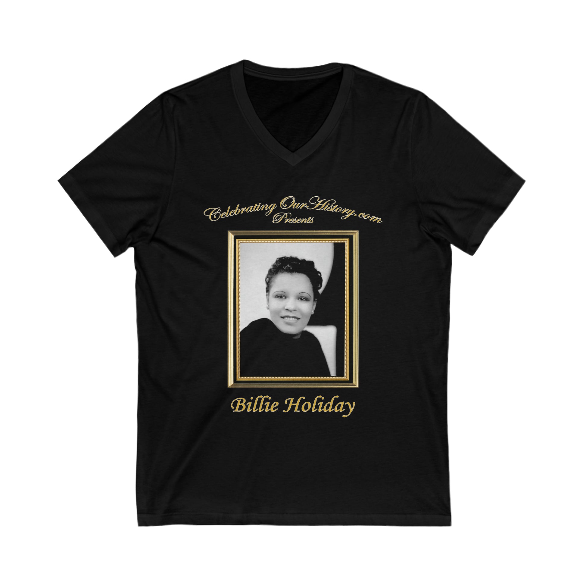 Billie Holiday - God Bless The Child - Front and Back Printed Concert Style V-Neck T-Shirt