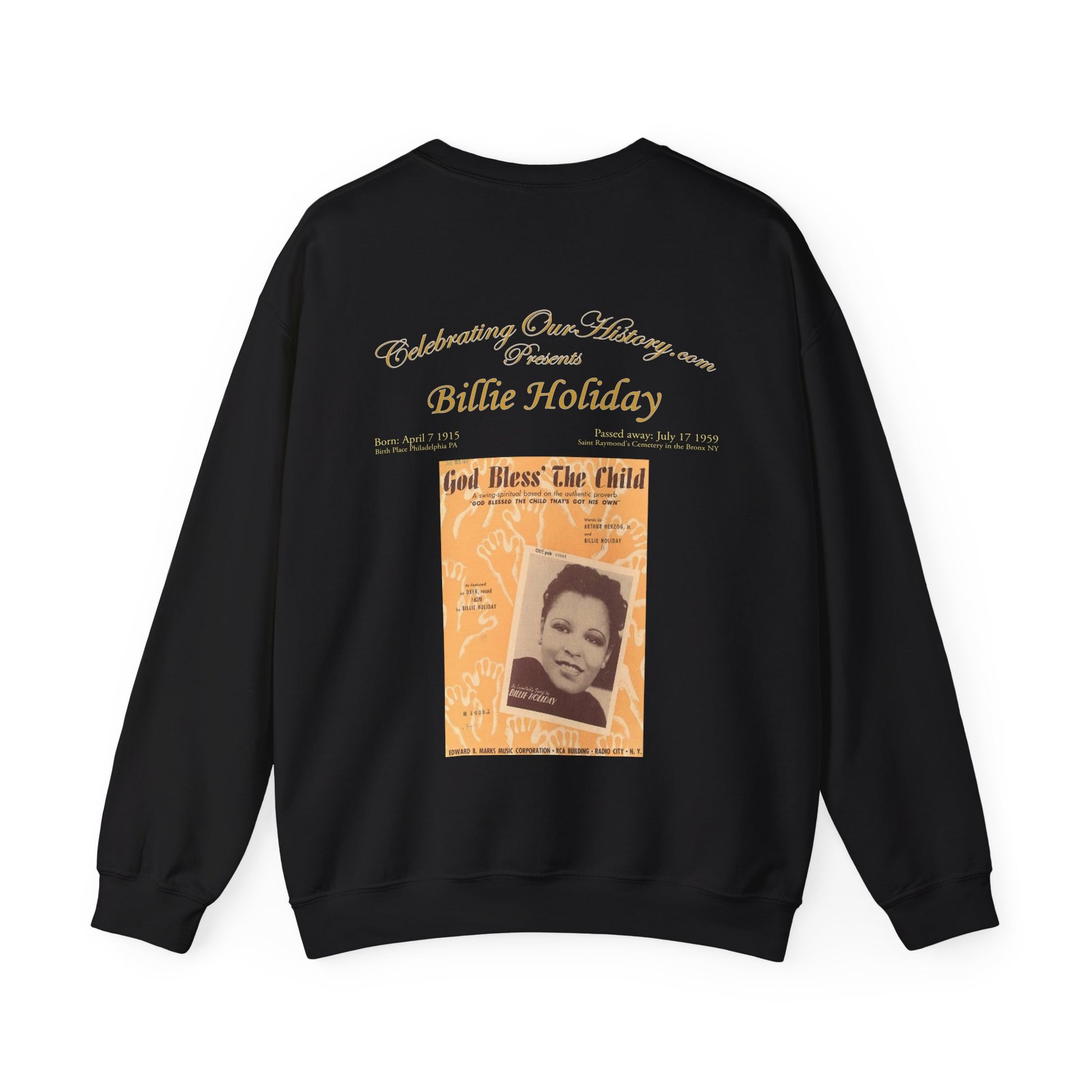 Billie Holiday - God Bless The Child -  Front and Back Printed Concert Style Sweatshirt