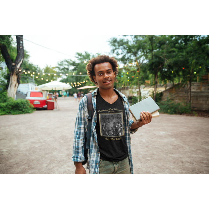 Eartha Kitt - Mark Of The Hawk (1957) - Front and Back Printed Concert Style V-Neck T-Shirt