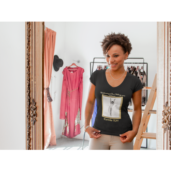 Eartha Kitt - St. Louis Blues (1958) v2 - Front and Back Printed Concert Style V-Neck T-Shirt