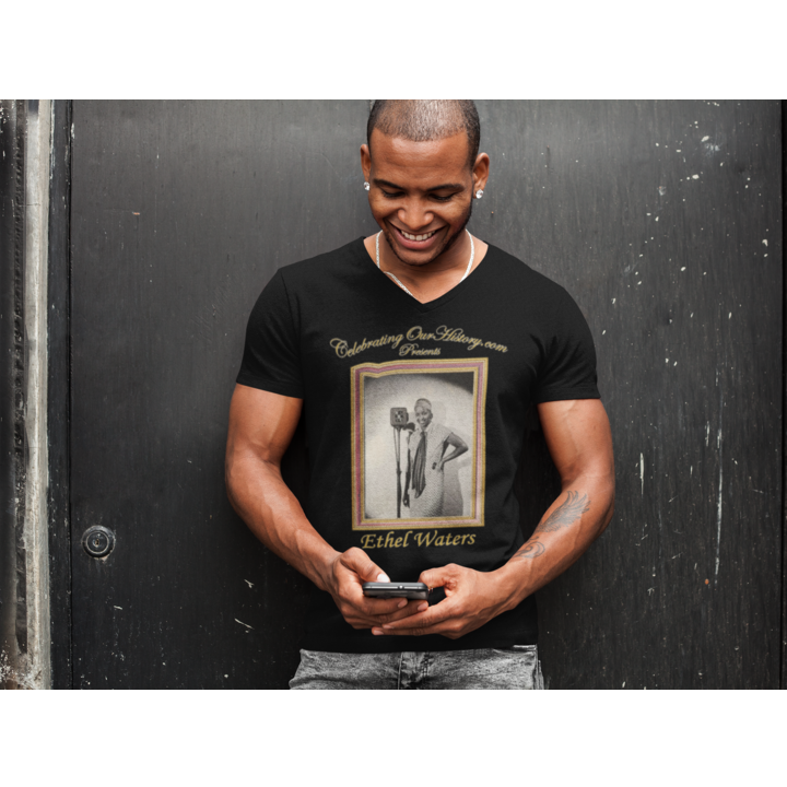 Ethel Waters - Ethel Waters Live - Front and Back Printed Concert Style V-Neck T-Shirt