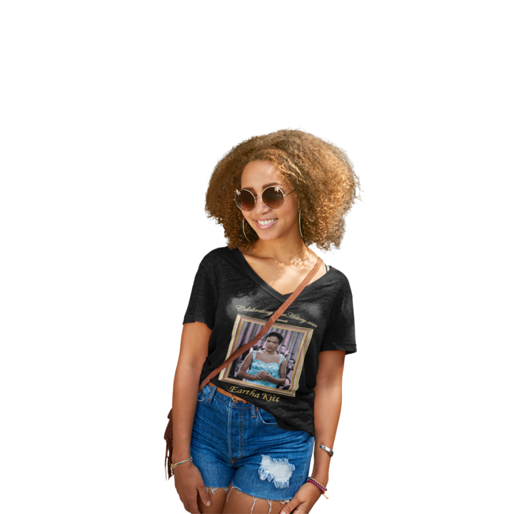 Eartha Kitt - St. Louis Blues (1958) - Front and Back Printed Concert Style V-Neck T-Shirt