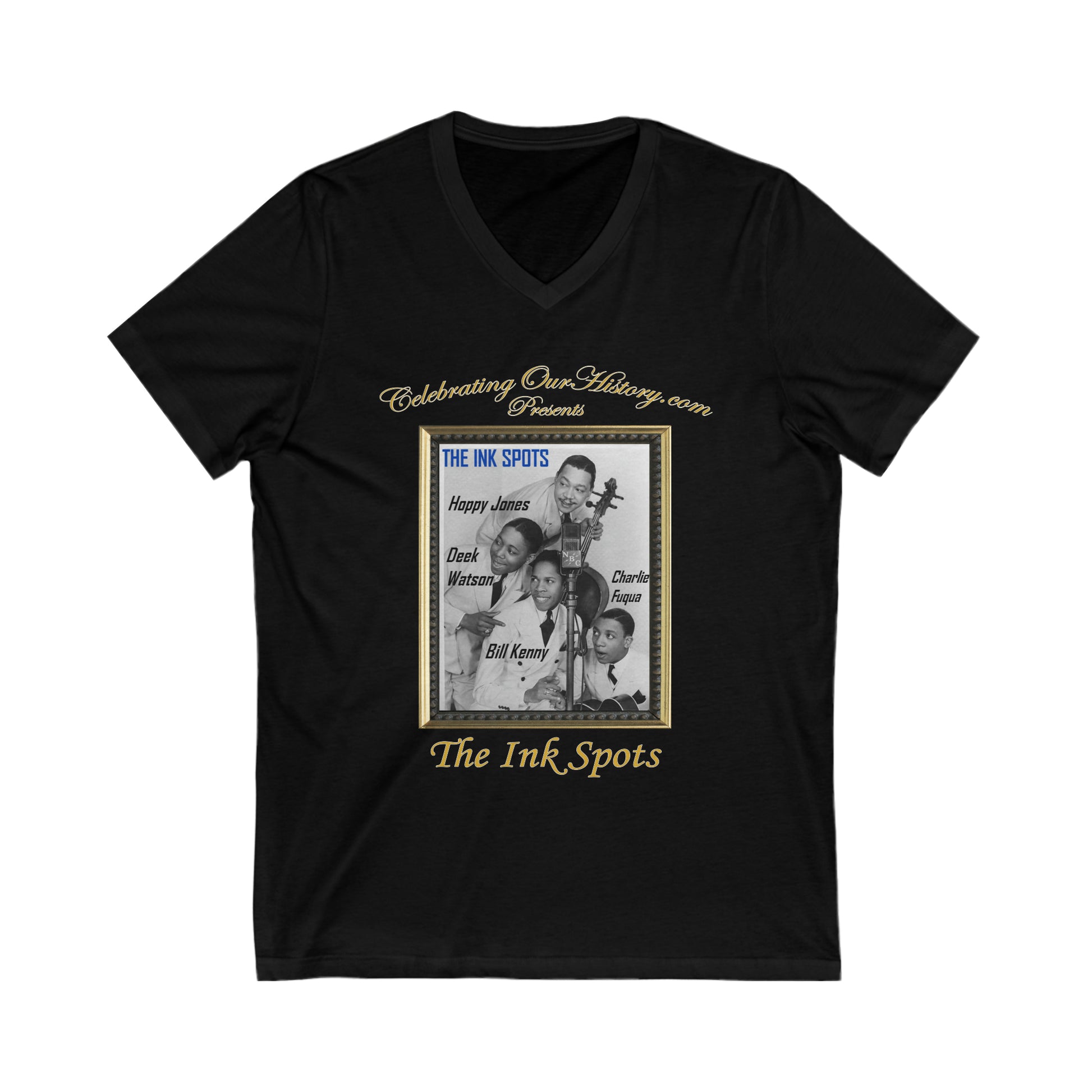 The Ink Spots - Ashbury Park - Front and Back Printed Concert Style V-Neck T-Shirt