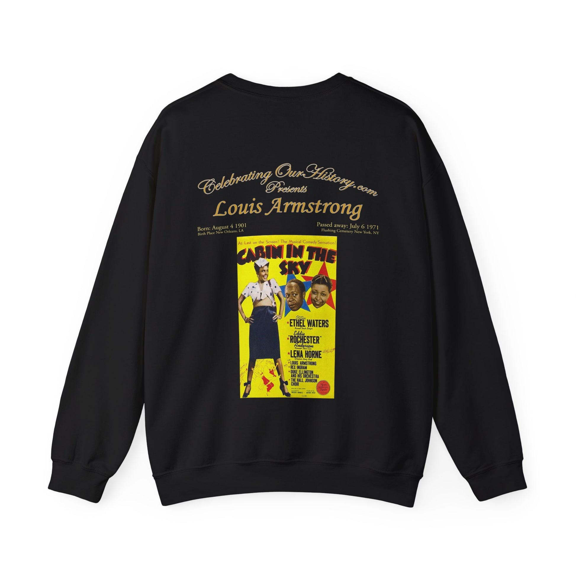 Louis Armstrong - Cabin in the Sky (1943) -  Front and Back Printed Concert Style Sweatshirt