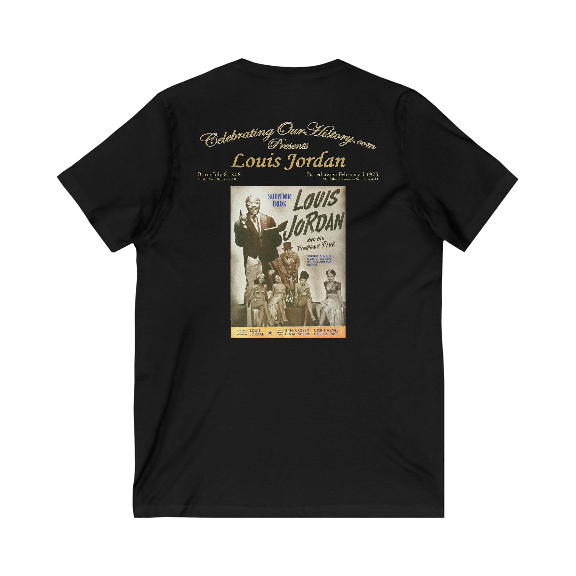 Louis Jordan - Souvenir Book - Front and Back Printed Concert Style V-Neck T-Shirt