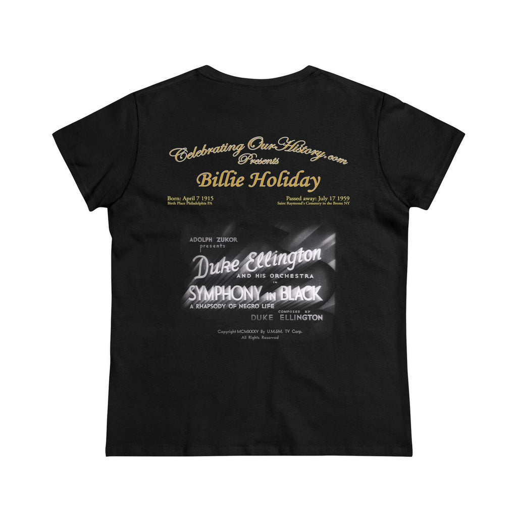 Billie Holiday - Symphony in Black (1935) -  Front and Back Printed Concert Style Women's T-Shirt