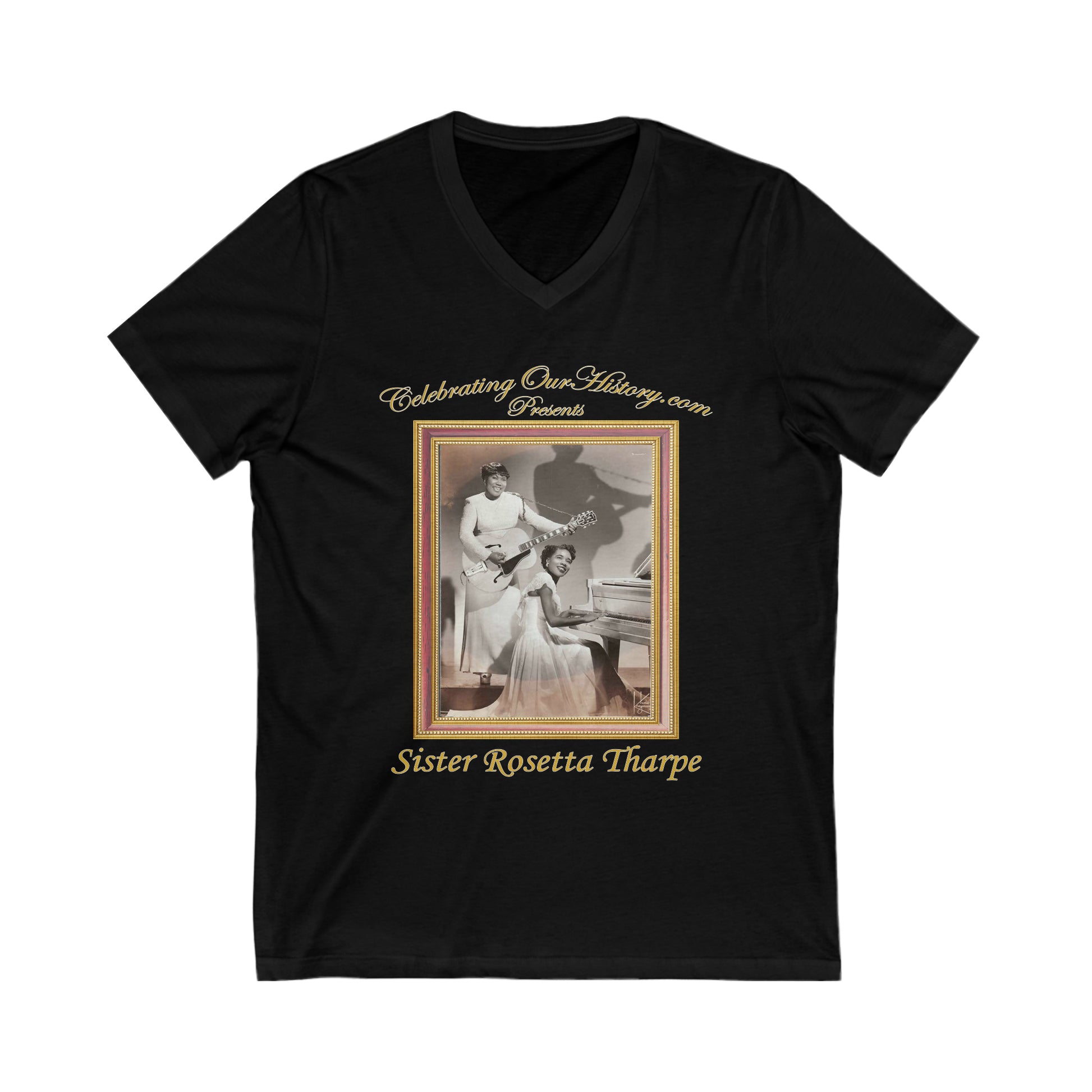 Sister Rosetta Tharpe - Complete Sister Rosetta Tharpe - Front and Back Printed Concert Style V-Neck T-Shirt