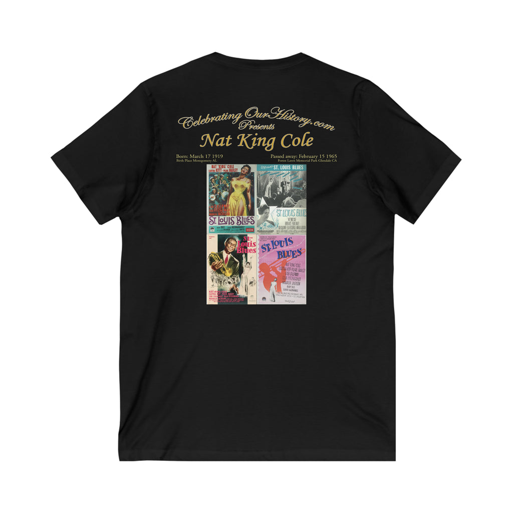 Nat King Cole - St. Louis Blues (1958) v2 - Front and Back Printed Concert Style V-Neck T-Shirt