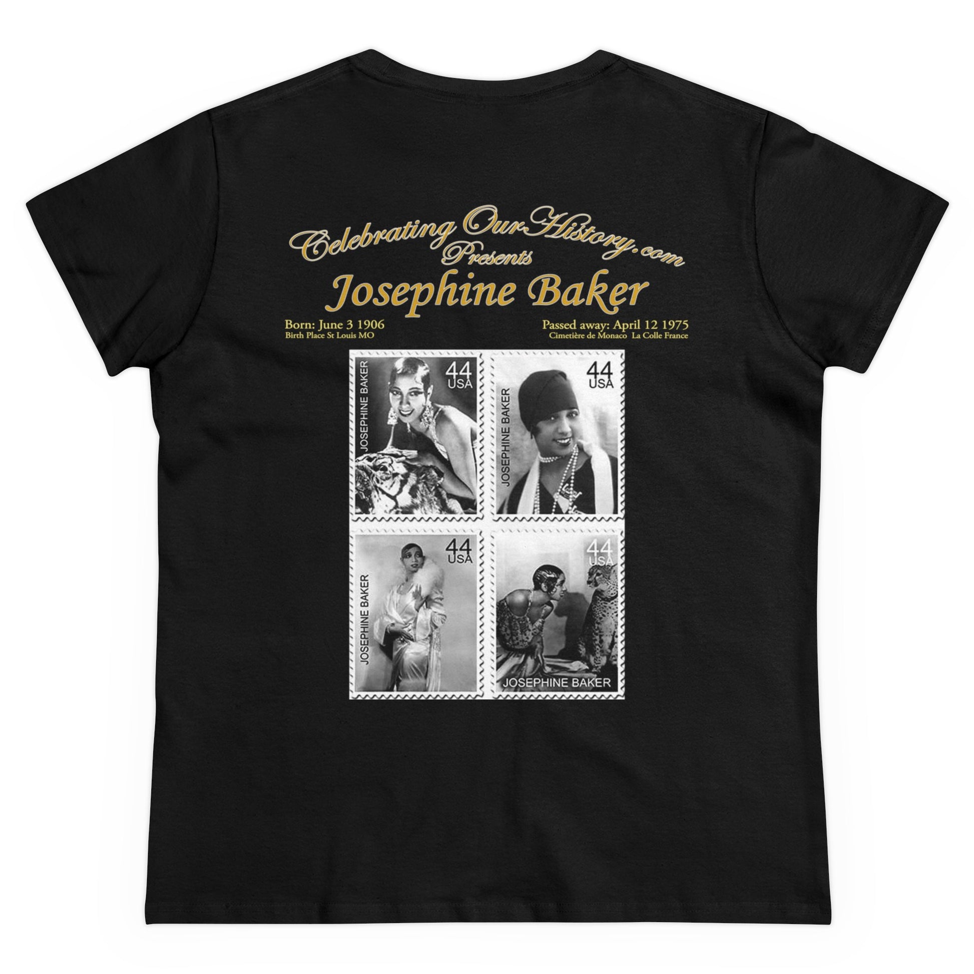 Josephine Baker - Four Stamps -  Front and Back Printed Concert Style Women's T-Shirt