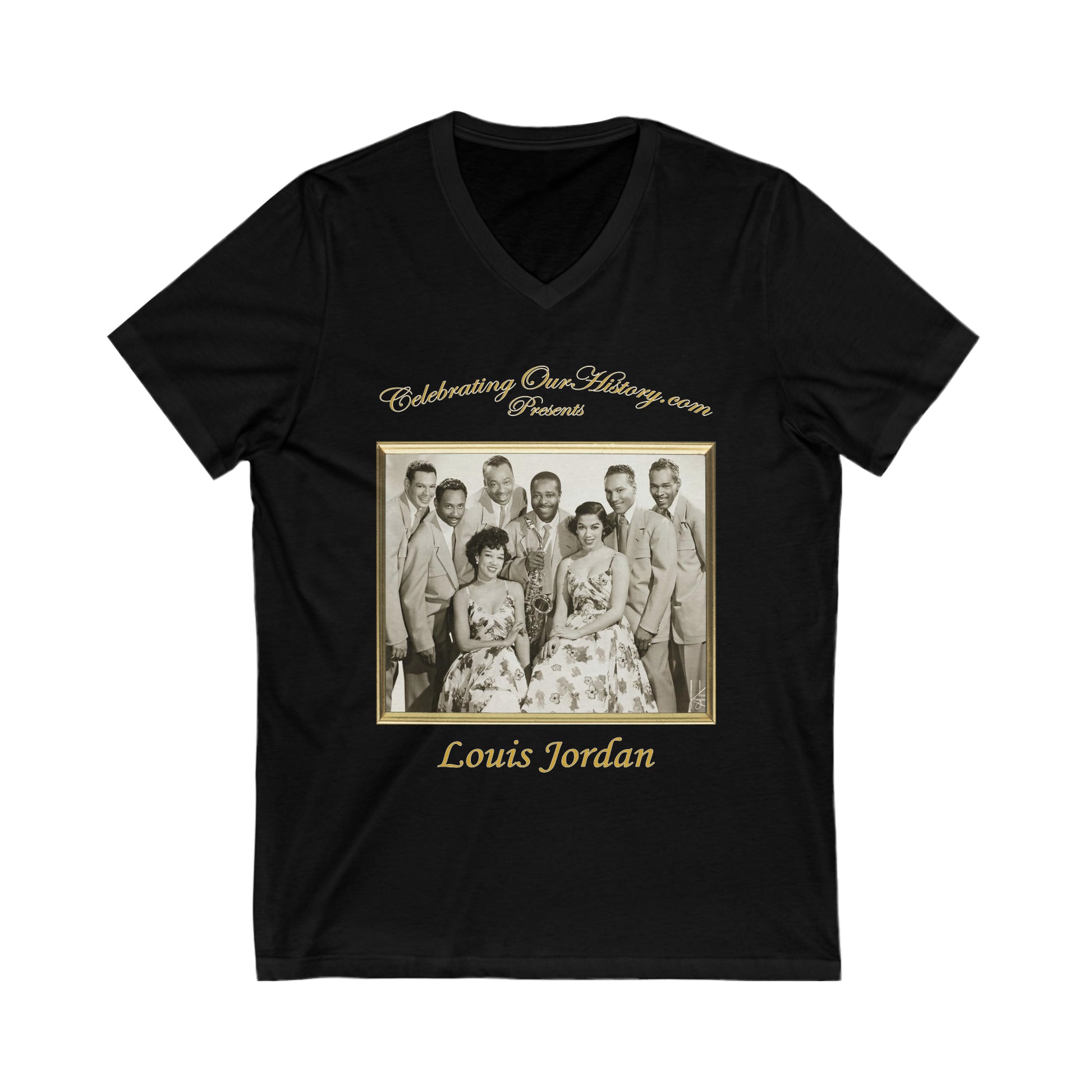 Louis Jordan - Souvenir Book - Front and Back Printed Concert Style V-Neck T-Shirt